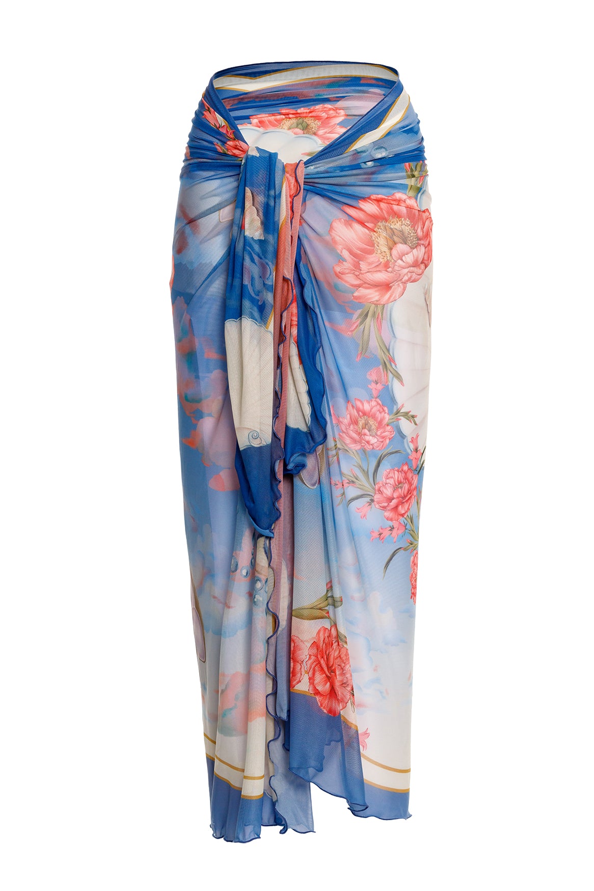 Stylish Floral Print Marine Pareo Cover Up - Lightweight Beach Wrap for Women, Perfect for Poolside, Vacation & Summer Outfits
