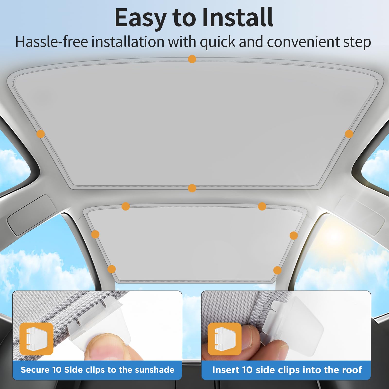 2025 Upgraded Tesla Model 3 Highland Sunshade Roof Cover - No Gap Sag-Free Design, Heat Insulation Glass Roof Sunshade Accessory for 2024-2025 Models (Gray) | Perfect for Summer Protection & Interior Temperature Control