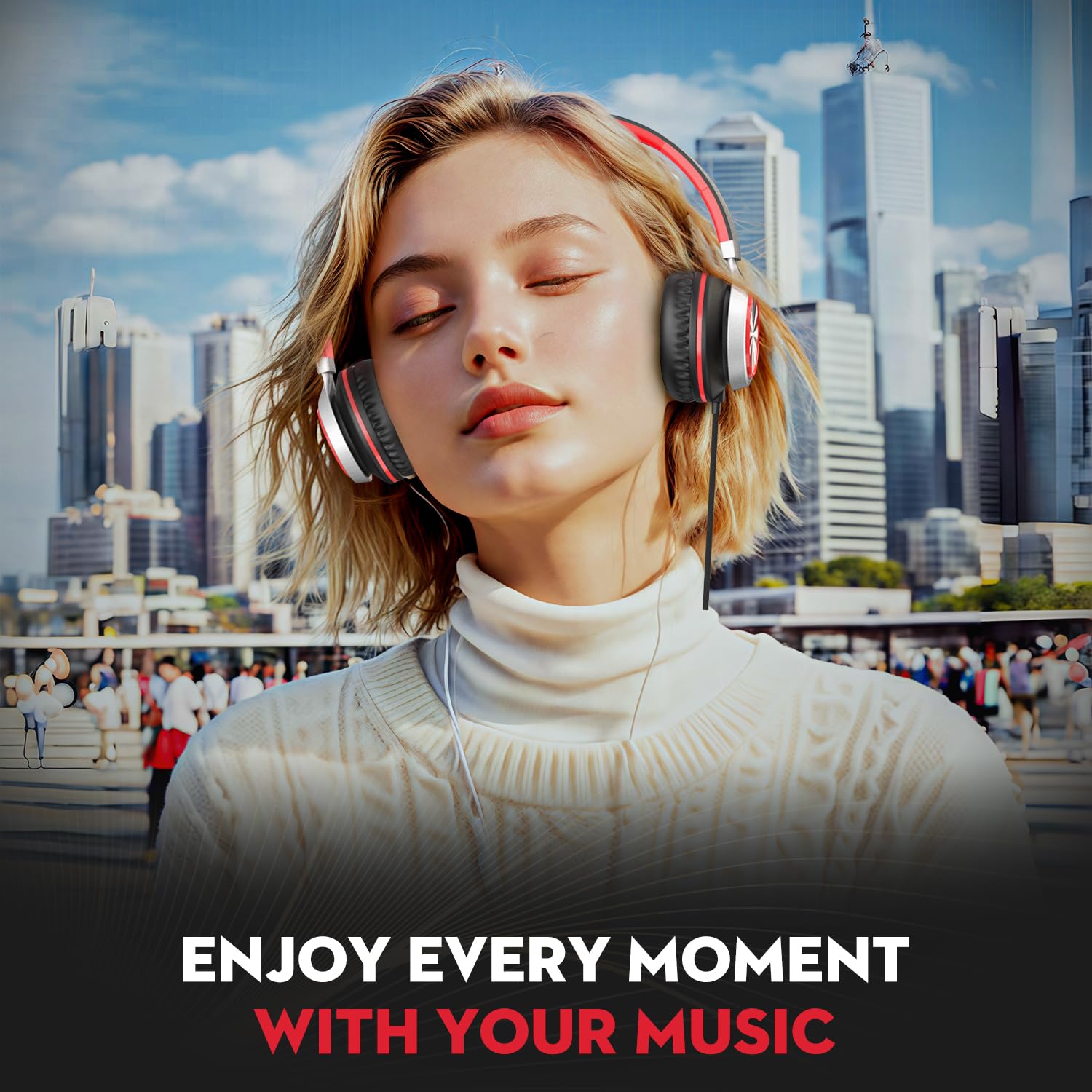 USB C Wired Headphones with Microphone & Volume Control, Over-Ear Stereo Headset for iPhone 15/16 Pro, Smartphones, Chromebook, Laptop & Tablets - Foldable Design for Travel, Gaming & Office Use