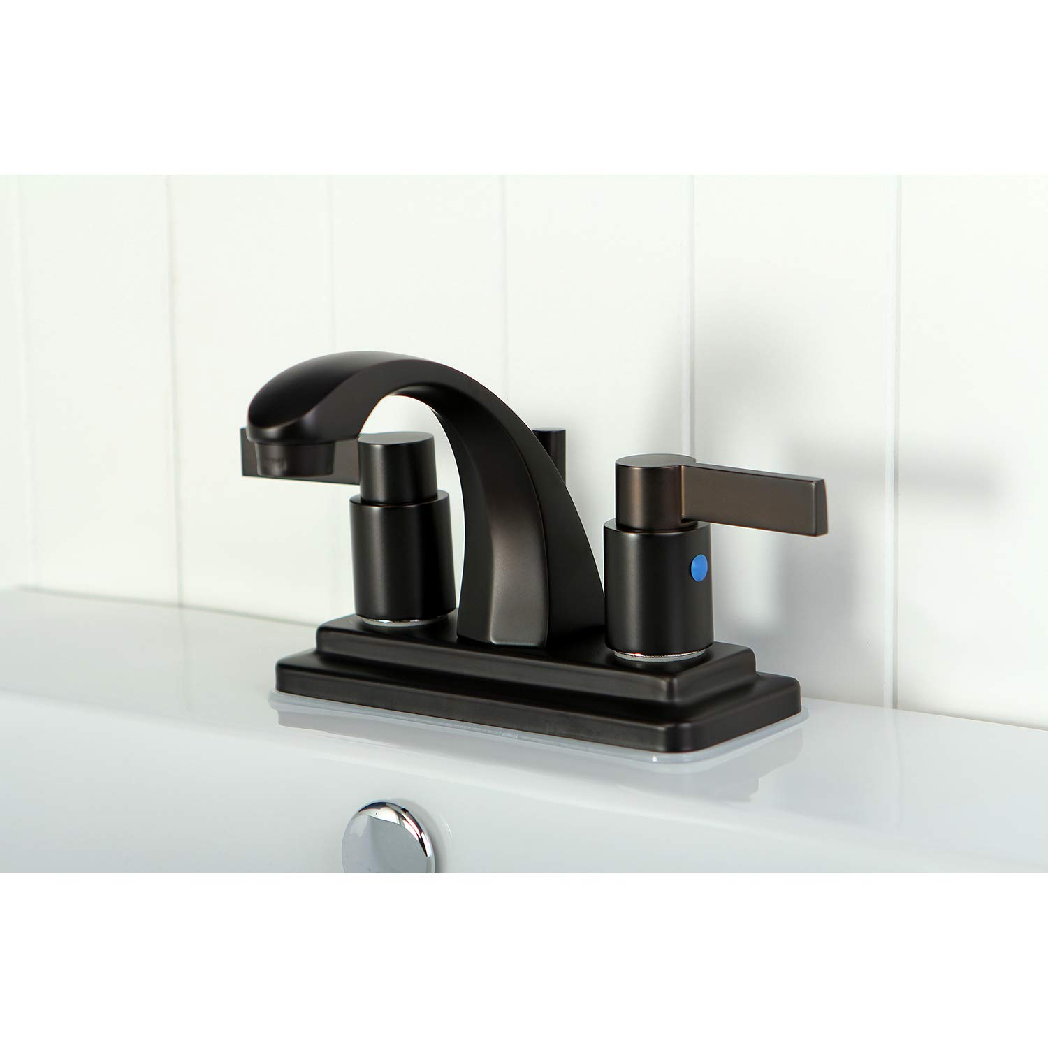 Kingston Brass KB4645NDL NuvoFusion 4-Inch Centerset Bathroom Sink Faucet, Oil Rubbed Bronze Finish, 3-7/8