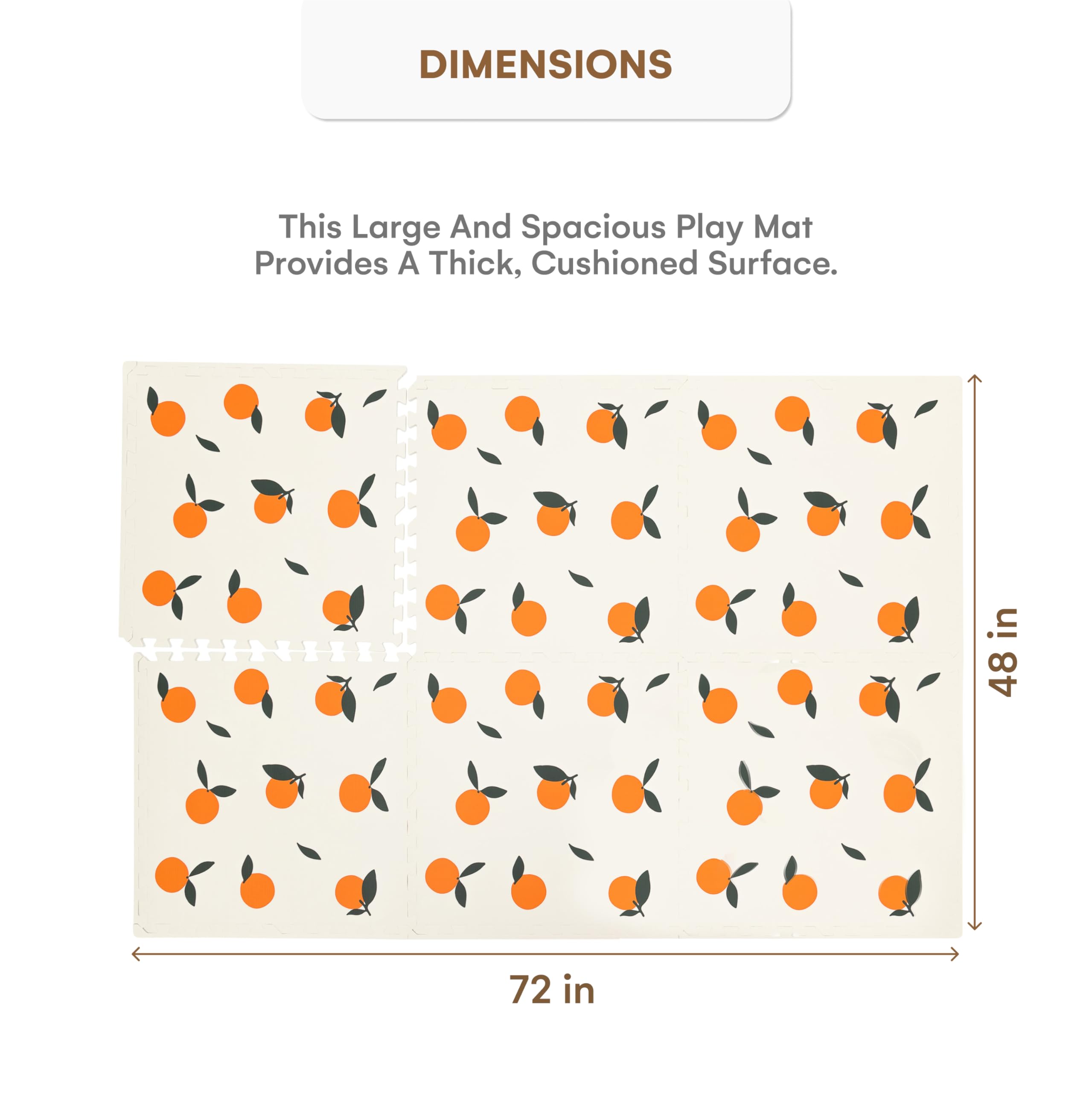Non-Toxic Extra Large Baby Play Mat 72x48 Inches - Soft Interlocking Foam Floor Tiles for Infants, Toddlers & Kids | Safe Crawling & Play Area for Nursery, Daycare & Living Room (Orange)