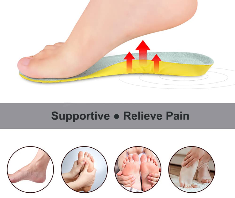 Premium Memory Foam Shoe Insoles for Women, Men & Kids - Arch Support, Cushioning & Shock Absorption to Relieve Foot Pain (Size S: Women 5-6/Kids 2-5) - Perfect for Running, Walking & Daily Comfort