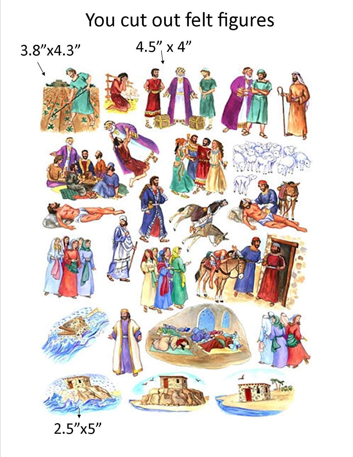 Story Time Felts - 13 Jesus Bible Stories Set with Parables, Miracles, Birth & Crucifixion Felt Figures | Flannel Board for Kids Ages 6+ | Sunday School, Homeschool & Family Bible Study Activities