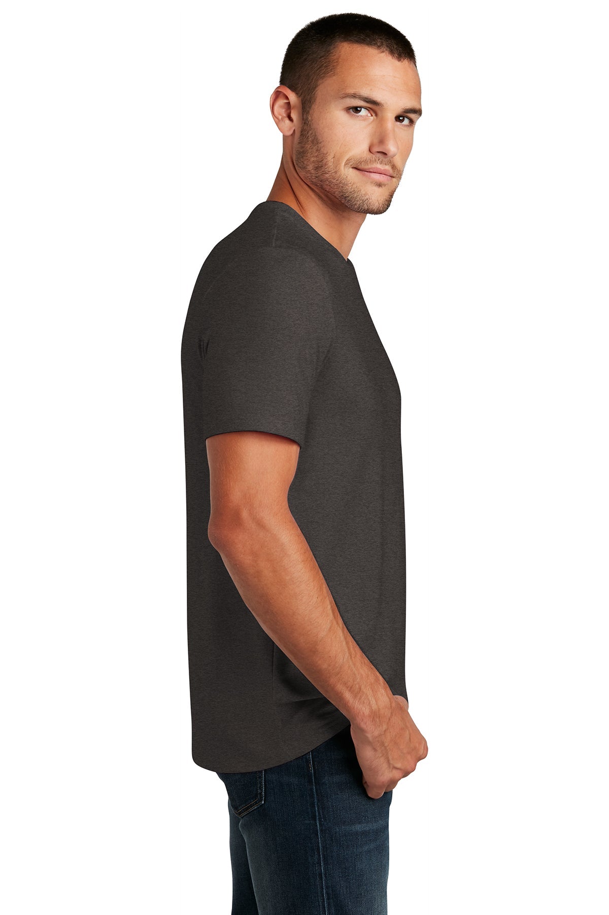 District Flex Tee's - Soft Breathable Men's T-Shirt in Heathered Charcoal - Perfect for Gym, Workout, and Casual Wear