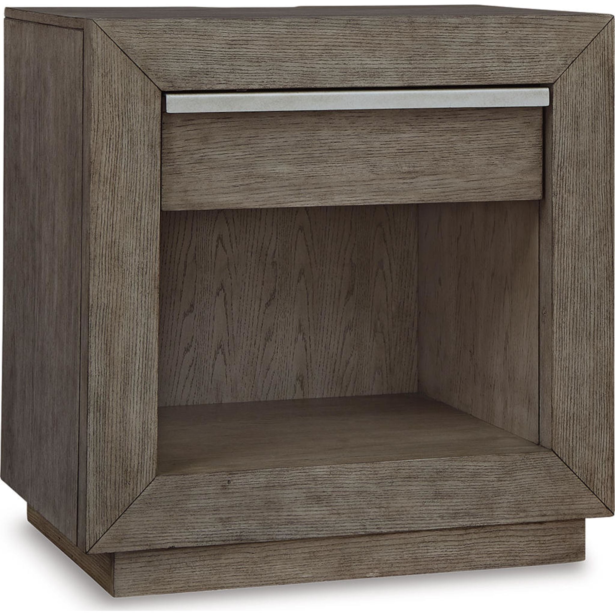 Anibecca Nightstand - Weathered Gray Finish, Modern Bedside Table with Storage Drawer for Bedroom, Living Room, or Office