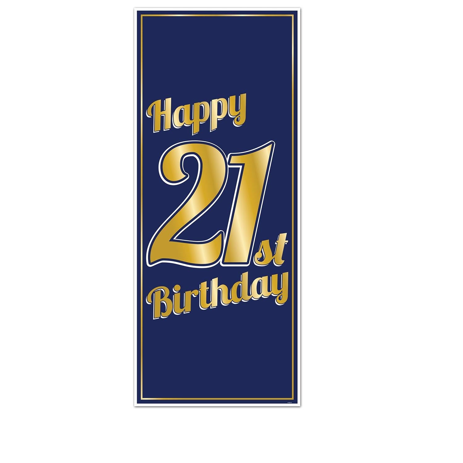 12 Pack Beistle 21st Birthday Party Door Cover Decorations - Navy Blue and Gold Foil - Perfect for Milestone Birthday Parties, College Dorms & Bar Celebrations