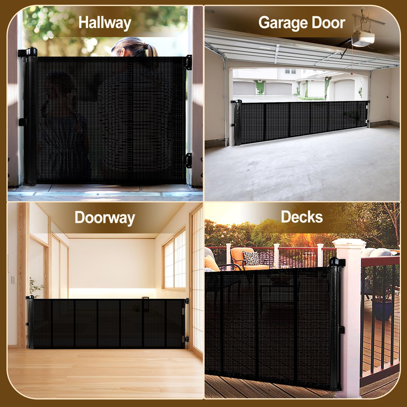 Upgrade 120 Inch Extra Wide Retractable Baby Gate with Reinforced Strip Design - 10ft Expandable Pet Gate, 42