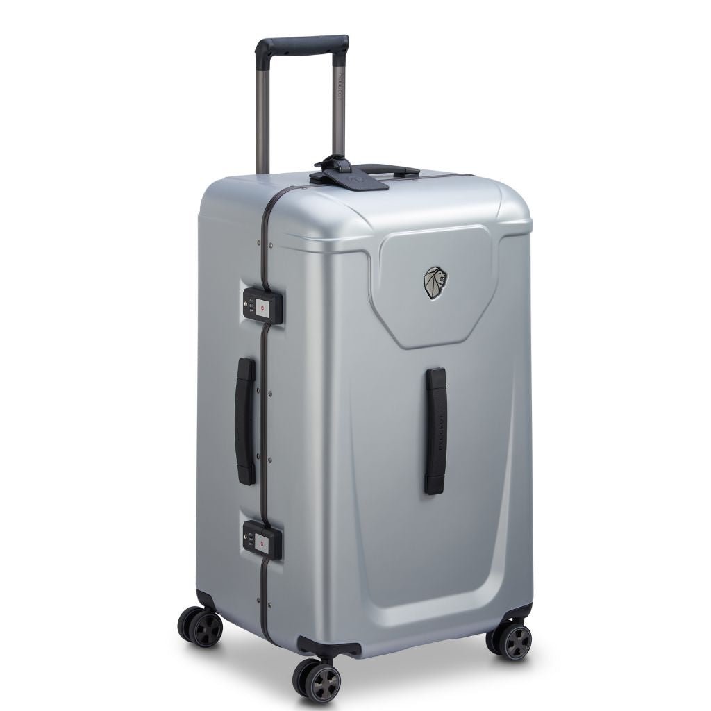 Peugeot Voyages 29-Inch Zipperless Hard Shell Suitcase - Silver | Lightweight Spinner Luggage for Travel, Business Trips & Vacation Packing