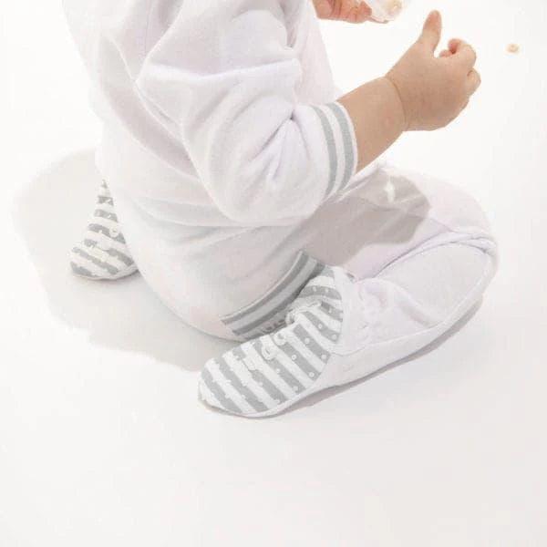 Organic Baby Sleeper - Soft & Breathable White & Grey Cotton Pajamas for Newborns & Infants | Perfect for Nighttime Comfort & Daytime Naps