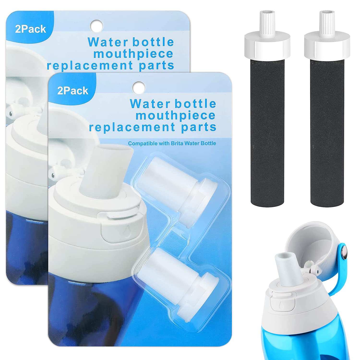 4-Pack Silicone Bite Valve Replacement for Brita Water Bottle | Compatible with Brita Filter Bottles | Durable Leak-Proof Mouthpiece for Sports, Hiking & Outdoor Activities