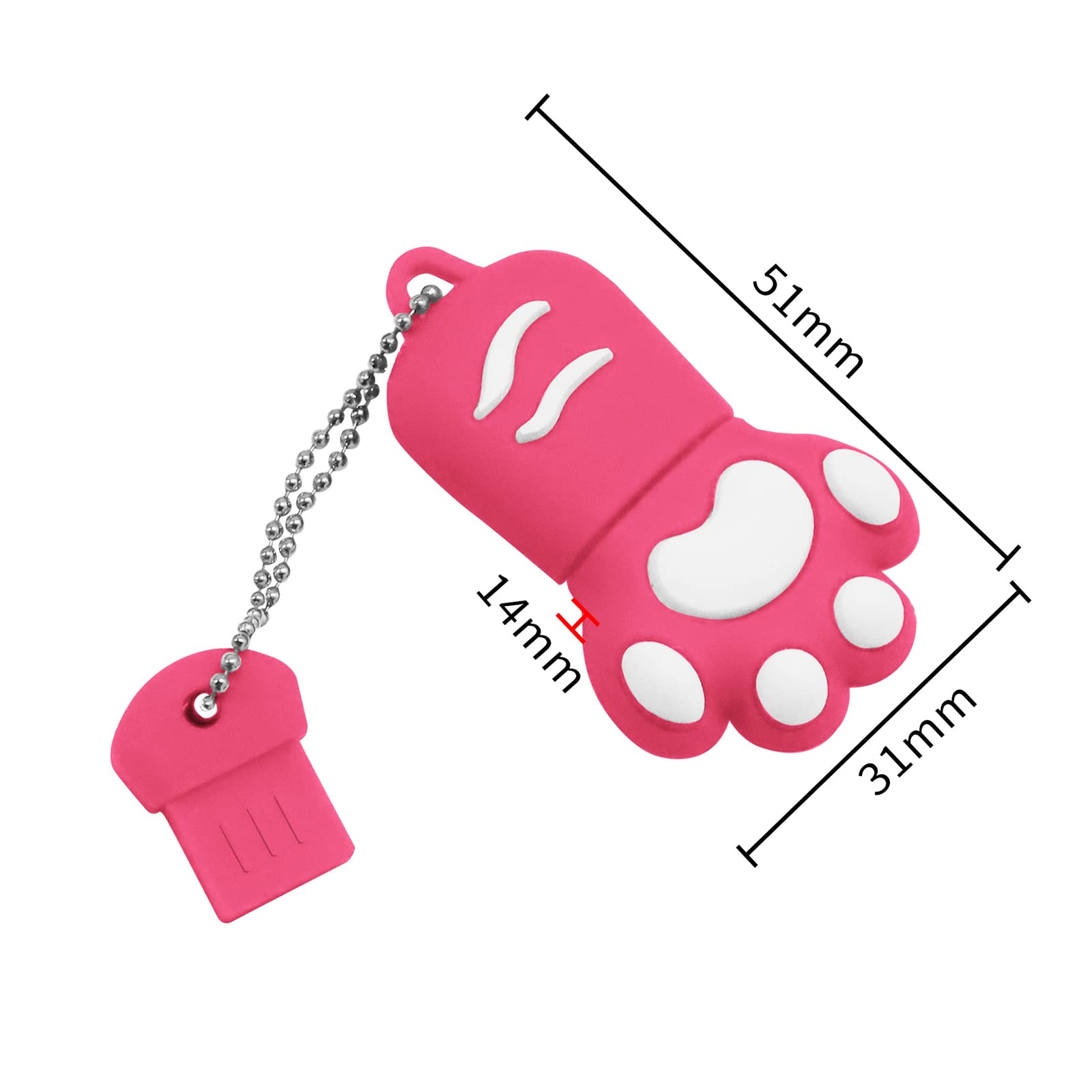 64GB Cute Cat Paw USB Flash Drive - Mini Cartoon Pendrive for PC & Laptop (Pink) - Perfect for Students & Office Use