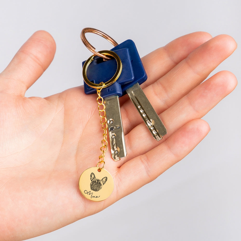 Custom Pet Portrait Keychain - Personalized Dog & Cat Lover Gift for Pet Parents - Perfect for Birthdays, Anniversaries & Memorial Keepsakes