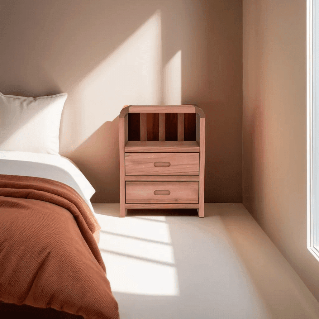 Mivy Solid Teak Wood Bedside Table - Nightstand with Drawer for Bedroom, Living Room & Office - Modern & Stylish Home Decor Furniture