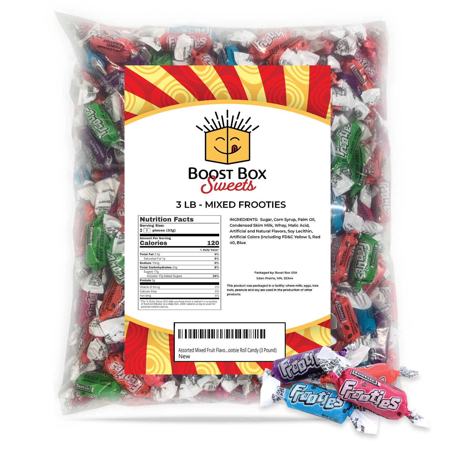 Tootsie Frooties Candy Bulk 3 Pound Bag - Assorted Fruit Flavored Chewy Candy - Perfect for Halloween, Parties, and Office Treats