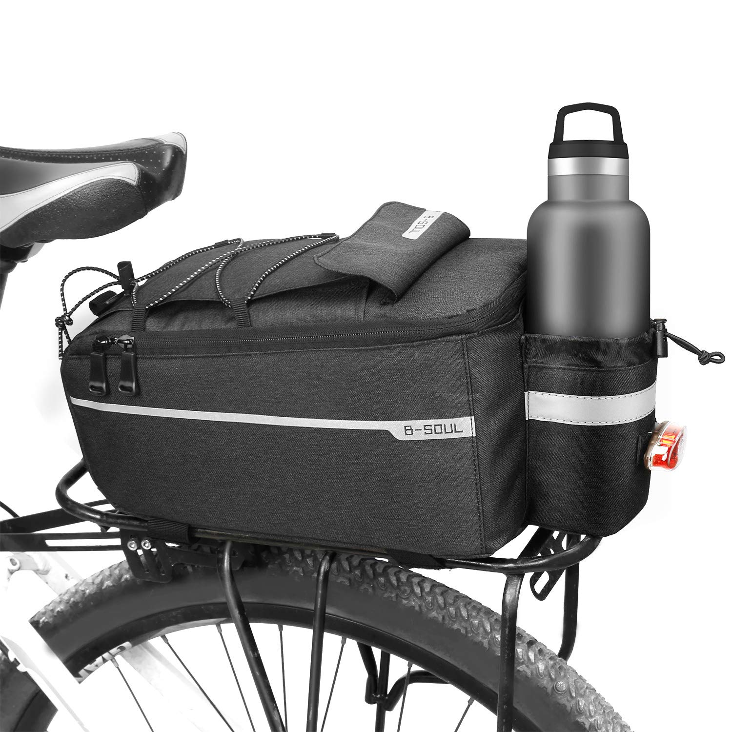 Waterproof 10L Insulated Bike Rear Rack Trunk Bag - Reflective MTB Bicycle Commuter Pannier with Shoulder Strap for Cycling, Commuting & Outdoor Adventures