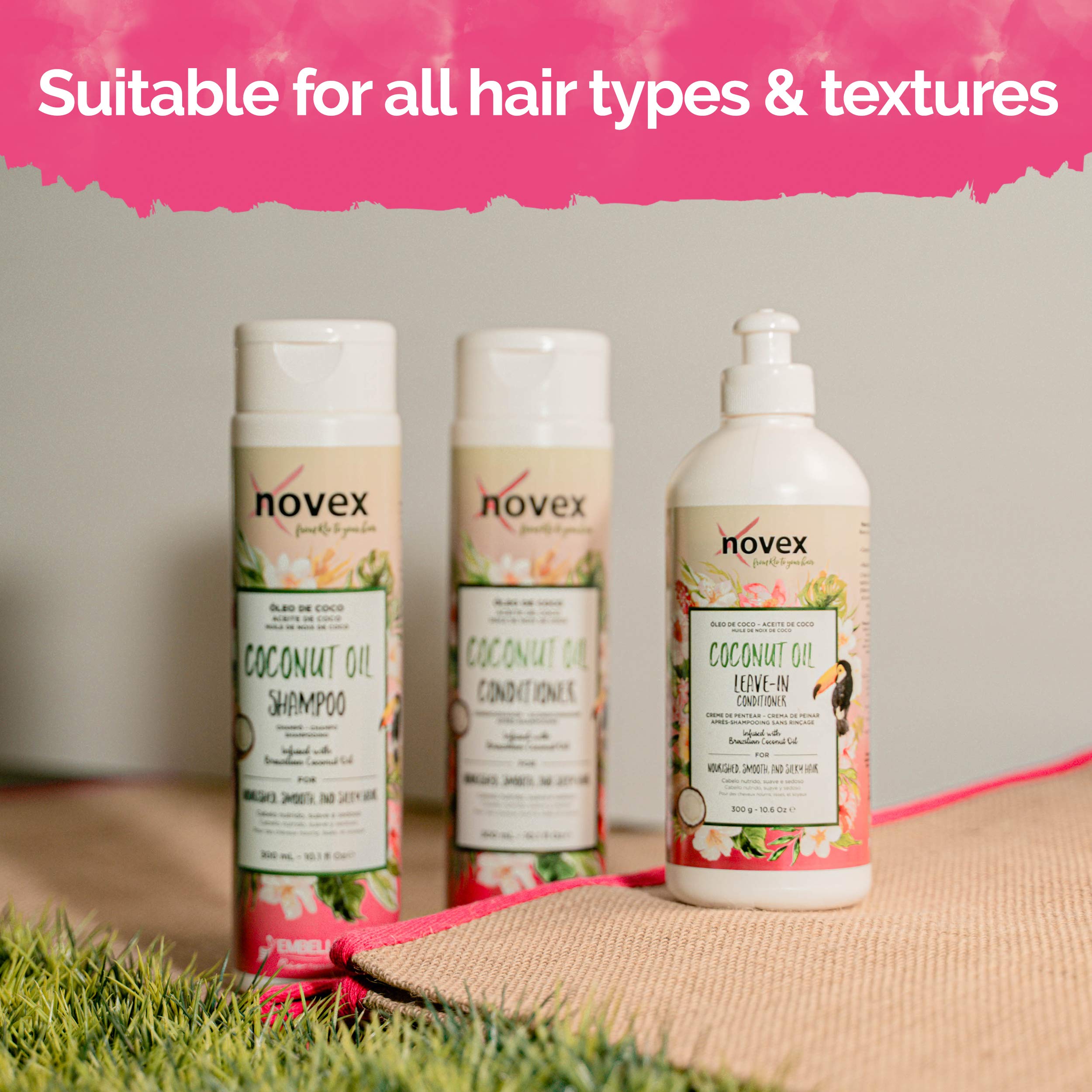 Novex Coconut Oil Leave-In Conditioner 10.5 oz - 100% Pure Organic Coconut Oil Infused Hair Treatment for Dry, Damaged & Curly Hair - Hydrating & Frizz Control for Salon-Quality Results at Home