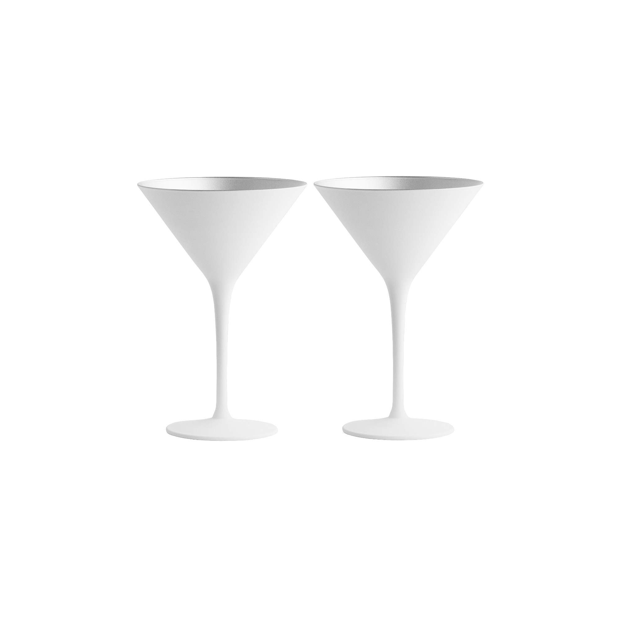 Stölzle Lausitz Olympia 8oz Martini Glasses Set of 6 - Premium Crystal Barware, Lead-Free & Dishwasher Safe Cocktail Glasses - Perfect for Gatsby Parties, Wedding Receptions & Upscale Home Entertaining (White/Silver)
