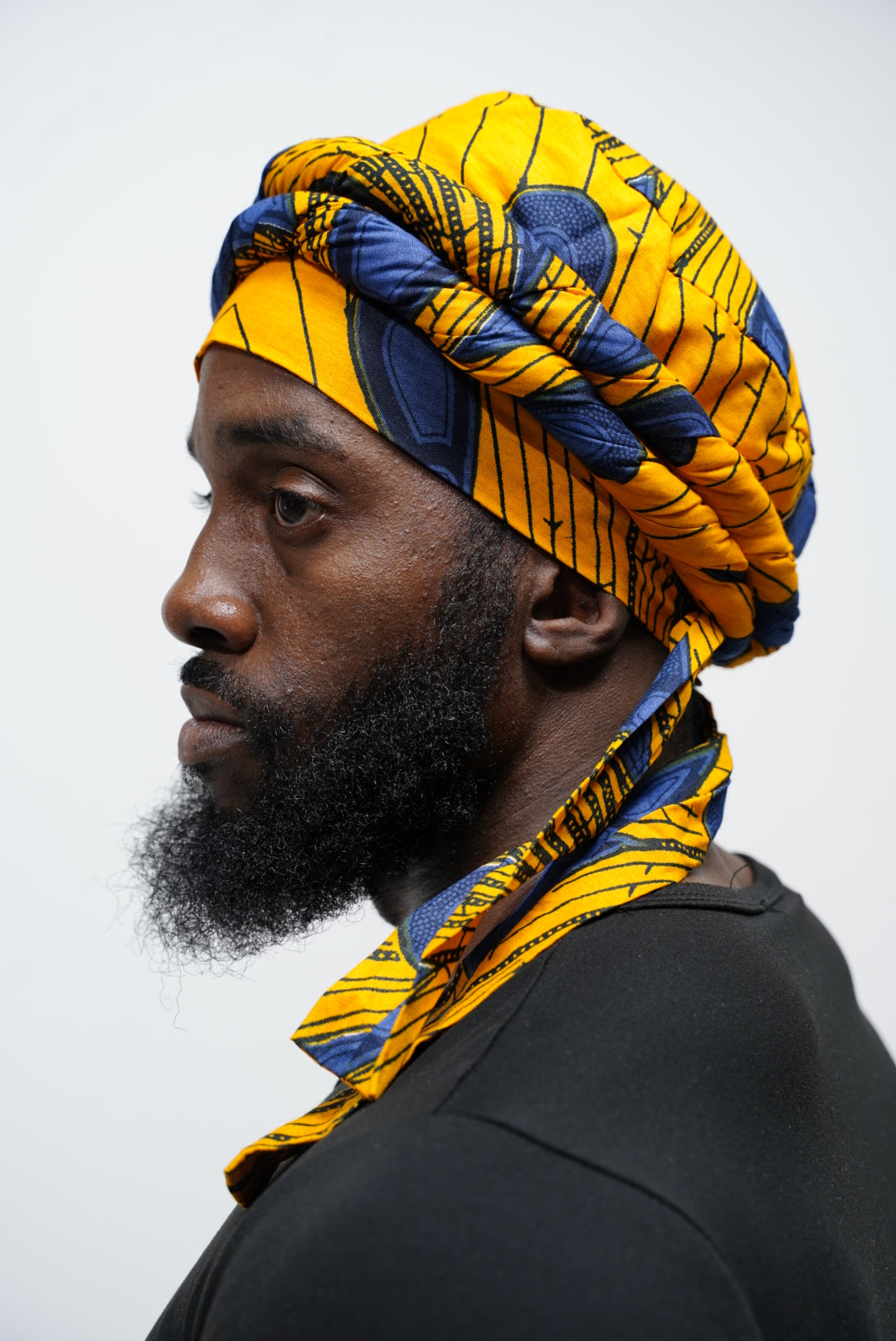Stylish Ojisi Orange & Blue African Print Pre-Wrapped Turban | DPH3816PT | Perfect for Cultural Events, Weddings & Everyday Fashion