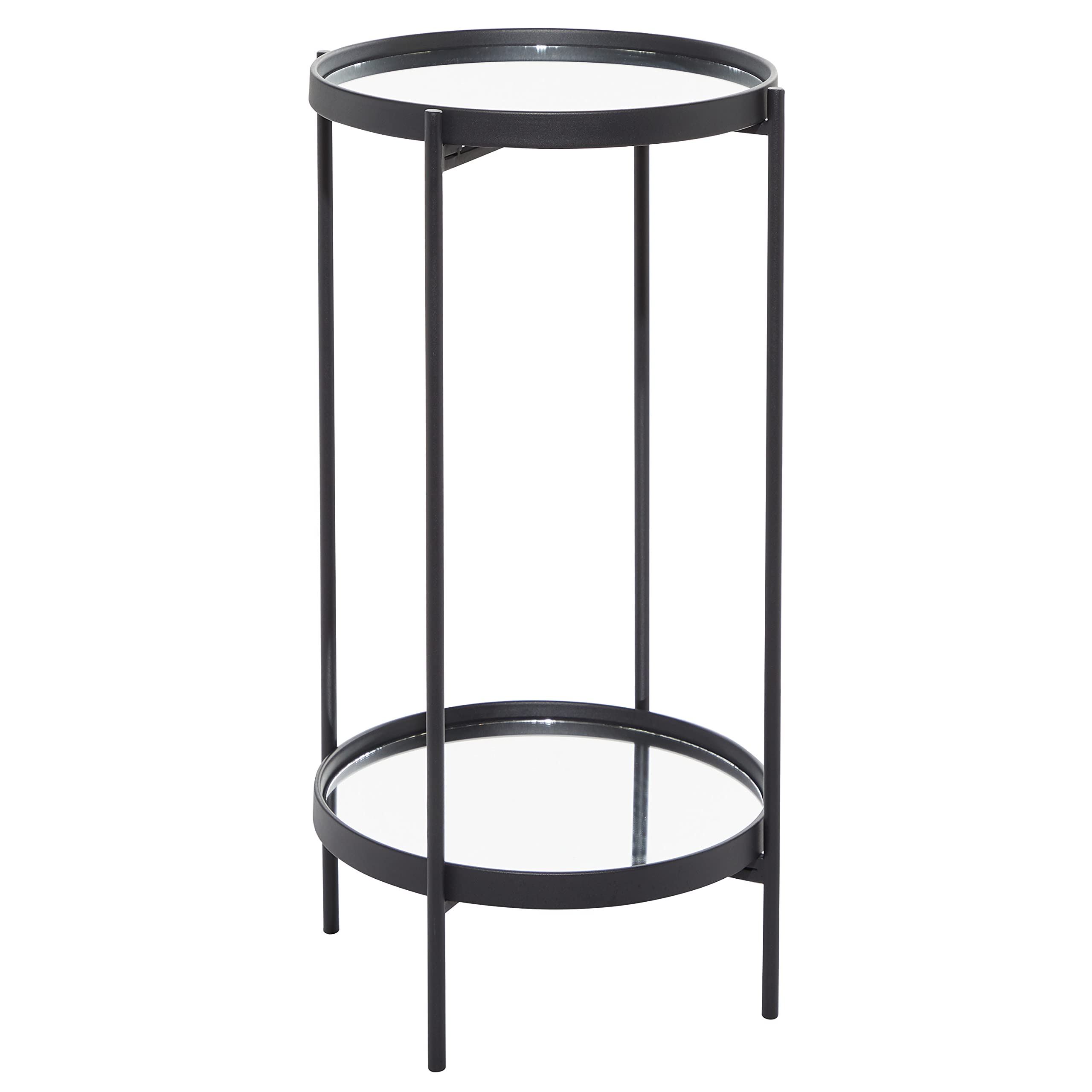 Deco 79 Modern Black Metal 2-Tier End Table with Mirrored Glass Top - 15