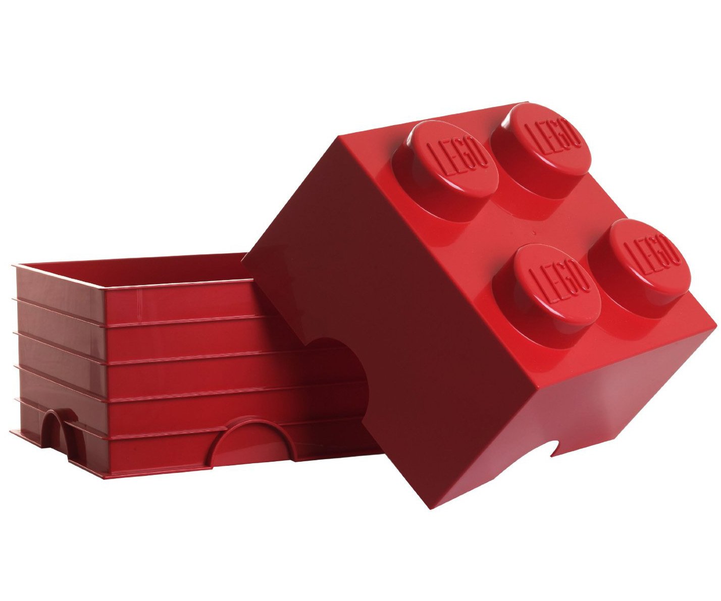 Red LEGO Storage Box with 4 Studs - Organize and Store LEGO Bricks for Kids & Adults - Perfect for Playrooms, Classrooms, and Home Organization
