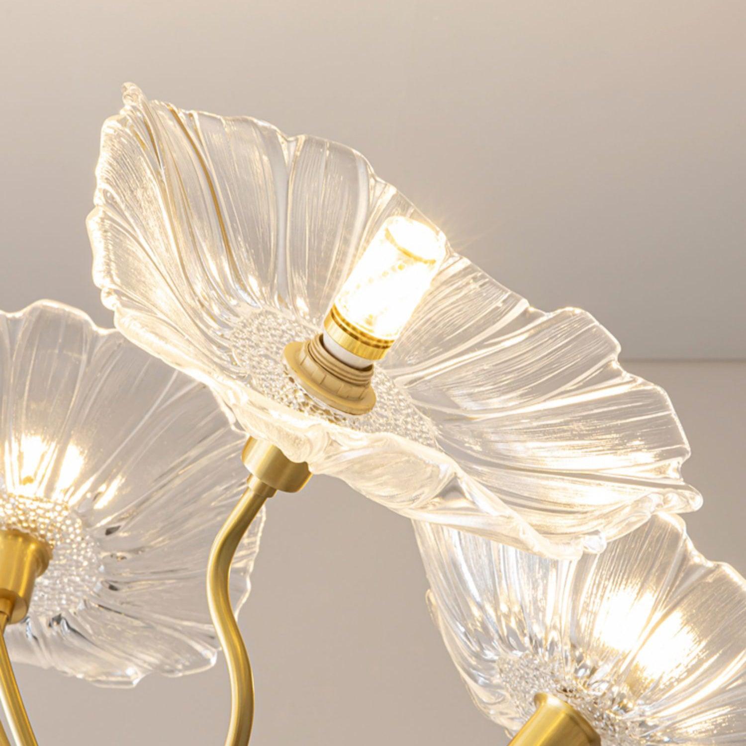 Elegant Lotus Leaf Glass Chandelier - Modern Crystal Ceiling Light Fixture for Dining Room, Living Room, Bedroom Decor | Perfect for Home, Hotel, Restaurant Lighting
