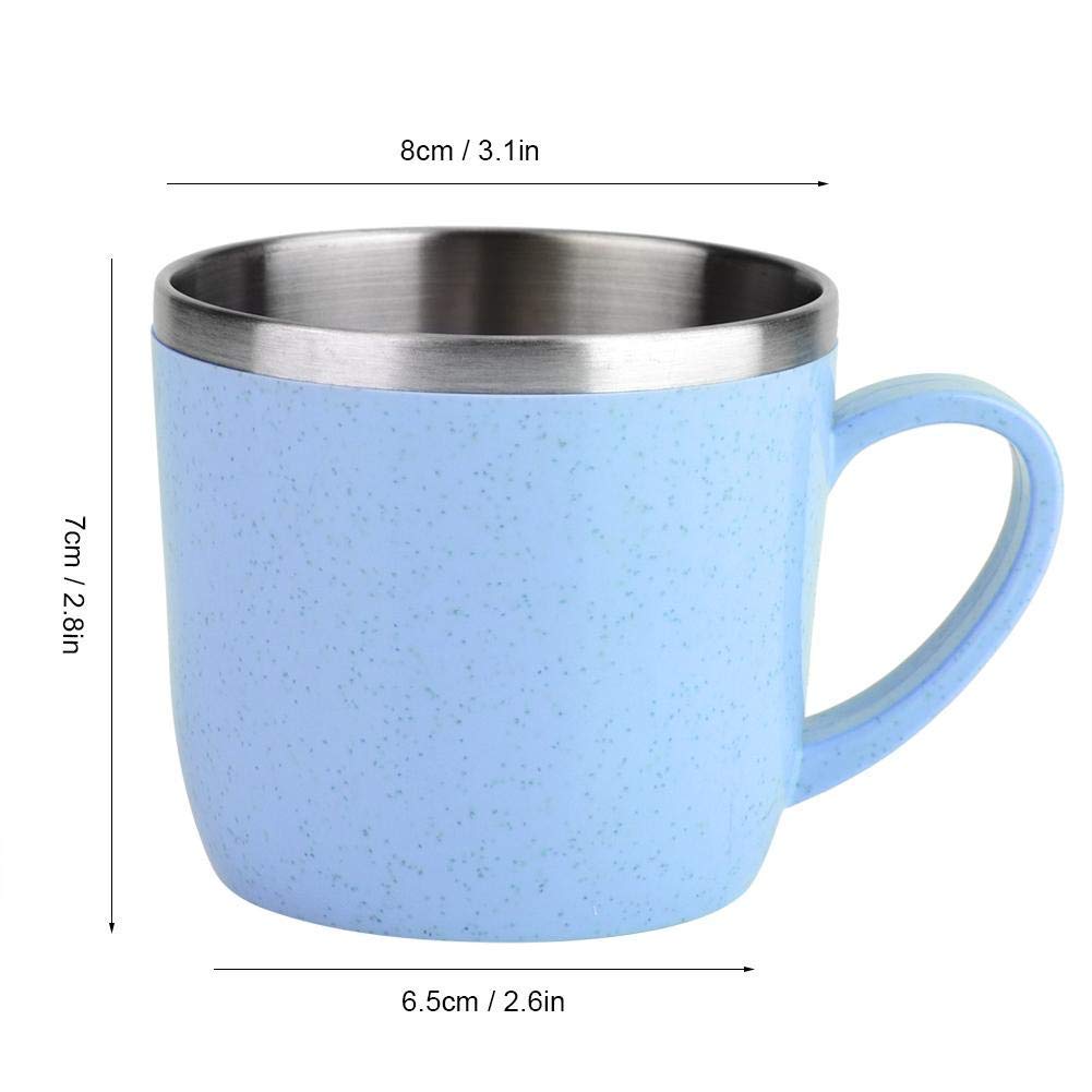 Yosoo 220ml Stainless Steel Wheat Straw Cup - Insulated Thermal Flask for Coffee, Tea & Milk - Leakproof Travel Mug with Straw - Perfect for Office, Gym & Outdoor Activities (Blue)