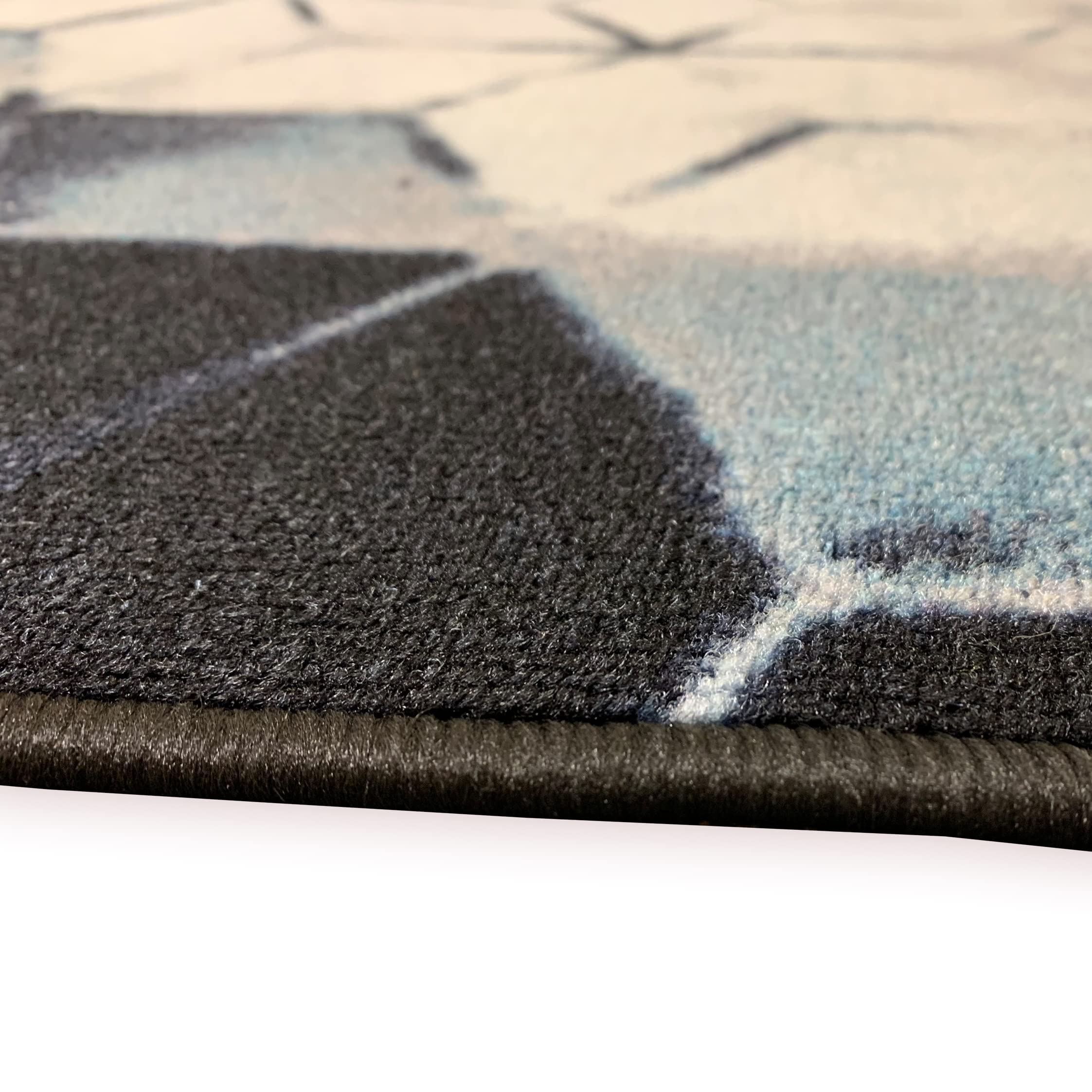 Custom Size Abstract Blue Cubes Design Non-Slip Rubber Backed Runner Rug - 31 Inch Wide x Your Length (31in x 36ft) - Perfect for Hallways, Stairs, Entryways & High-Traffic Areas