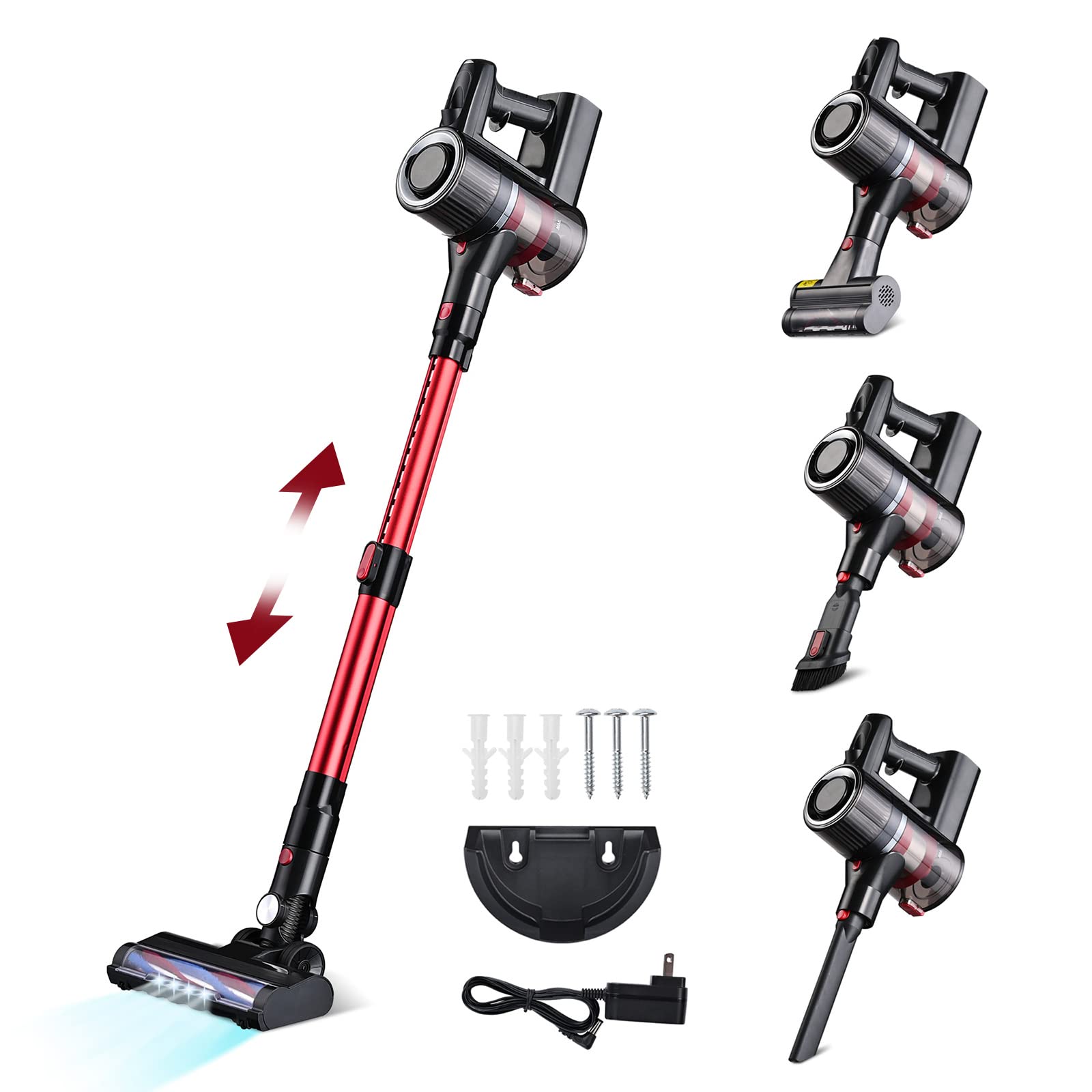 Powerful 200W Cordless Stick Vacuum Cleaner with 25Kpa Suction, 1.2L Dust Cup & Rechargeable Battery - 40min Runtime, 4-in-1 Lightweight Handheld Vacuum for Hard Floors, Carpets, Pet Hair - Perfect for Home Cleaning, Car Detailing & Quick Pickup