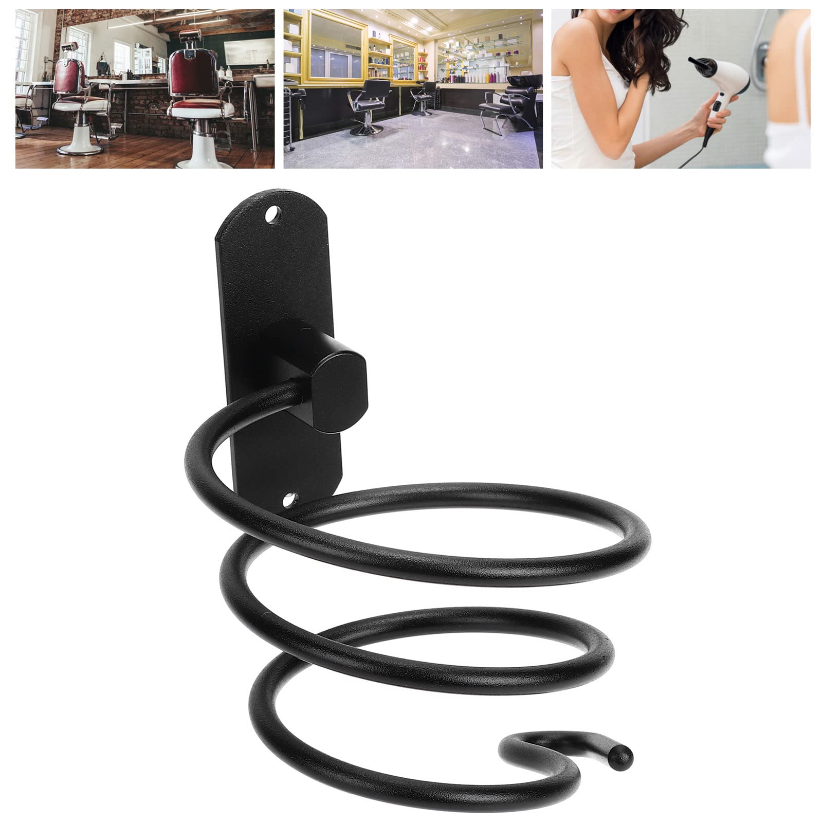 **Atyhao Wall Mounted Hair Dryer Holder - Black Bathroom Blow Dryer Organizer with No Drilling Installation, Perfect for Small Spaces & Clutter-Free Vanity**