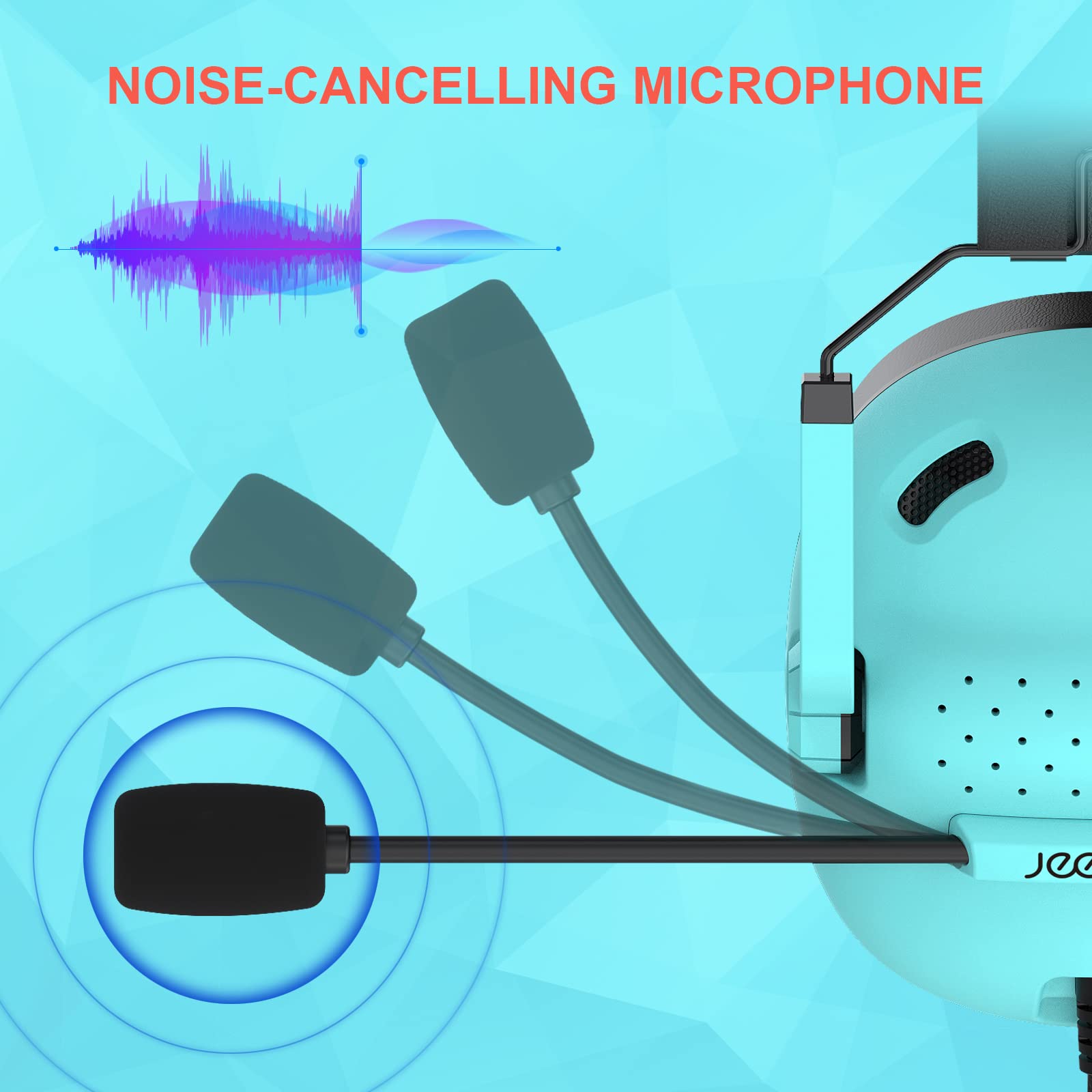 Jeecoo J50 Gaming Headset for PC, PS5, PS4, Xbox One, Switch - Stereo Sound Headphones with Noise-Canceling Mic, Foldable & Lightweight Design for Comfortable Gaming - Compatible with Laptop & Mobile Devices (Red & Blue) - Perfect for Online Gaming, Streaming & Video Calls