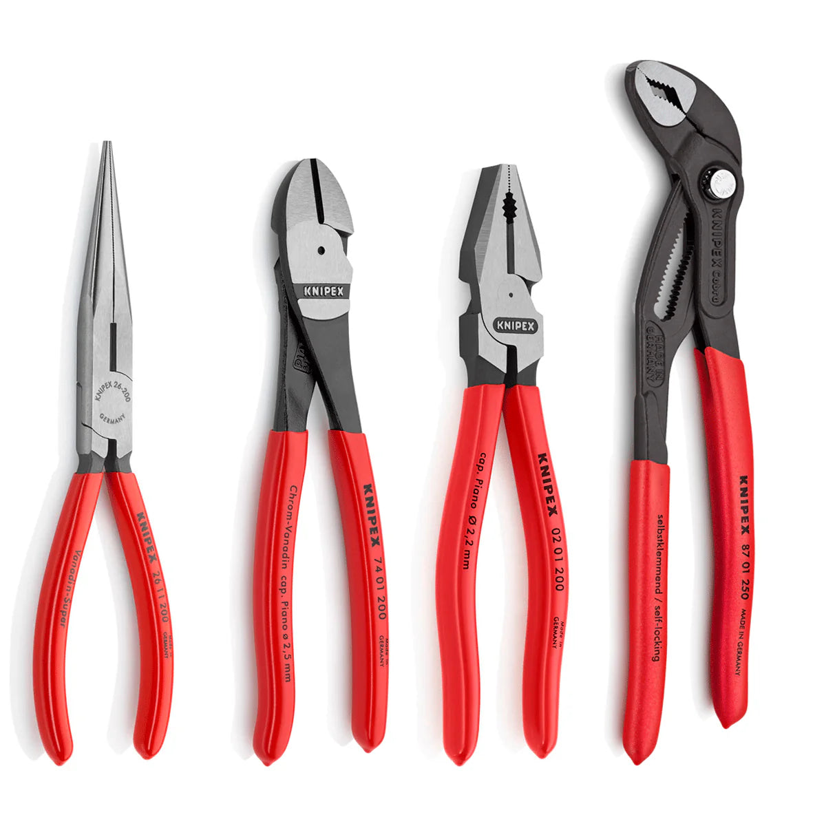 Knipex 4-Piece Professional Pliers Set - High-Quality Pliers for DIY, Home Repair, and Automotive Work - Perfect for Electricians, Mechanics, and Handymen