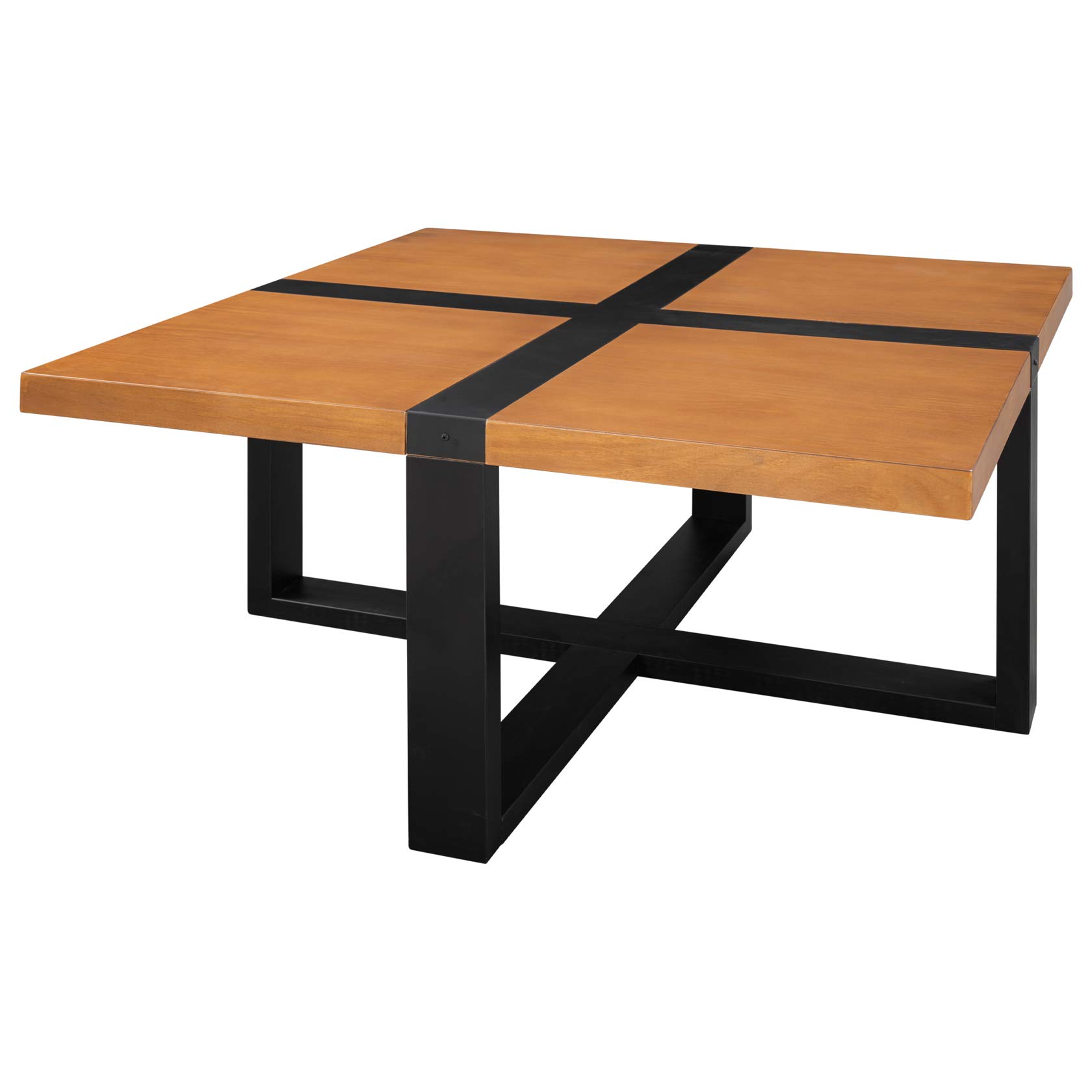 Modern U-Shaped Coffee Table 37.4 Inch - Contemporary Small Dining Table with X-Design Tabletop & Sturdy Metal Legs - Perfect for Living Room, Office, or Dorm Decor - End Table for Coffee, Books, and Plants