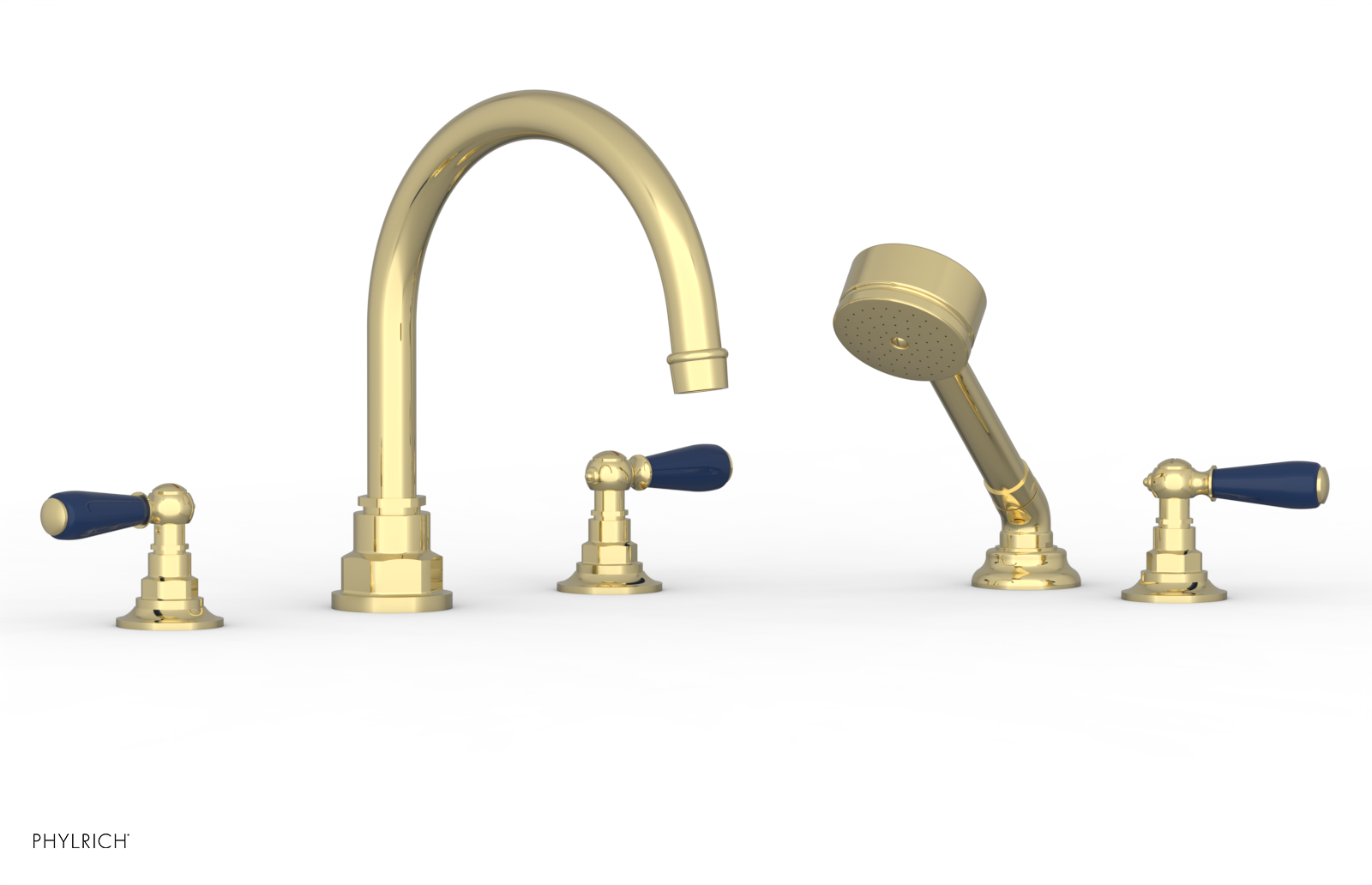 Jamestown Deck Tub Set with Hand Shower - Lever Handles & Navy Blue Accents - 165