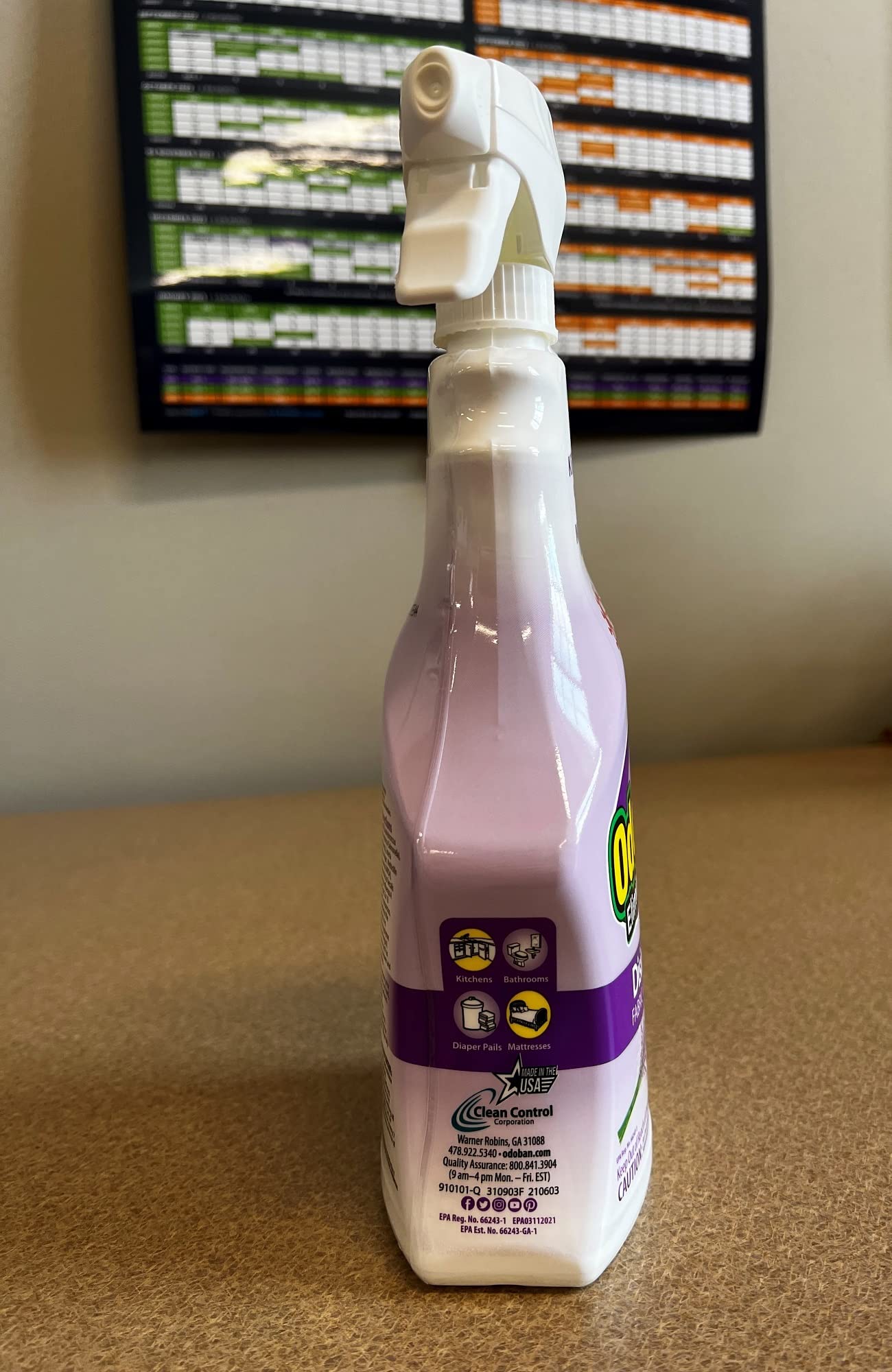 OdoBan Ready-to-Use Disinfectant & Odor Eliminator Spray - 4 Pack (32oz Each) | Lavender Scent | Kills Germs & Freshens Air | Perfect for Home, Office & Gym Cleaning