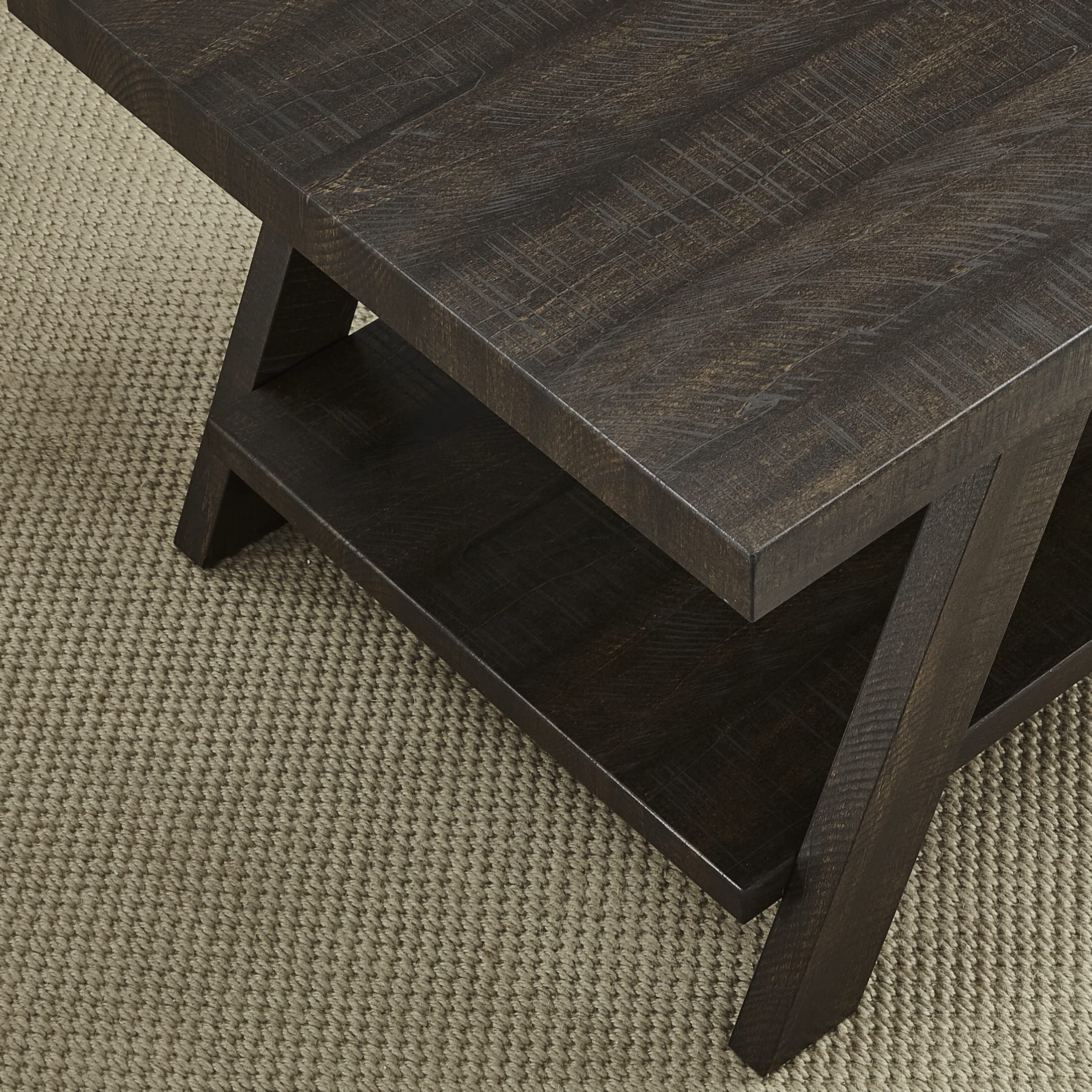 Roundhill Furniture Athens Contemporary Wood Small End Table, Weathered Espresso Finish - Modern Side Table for Living Room, Bedroom & Office Decor
