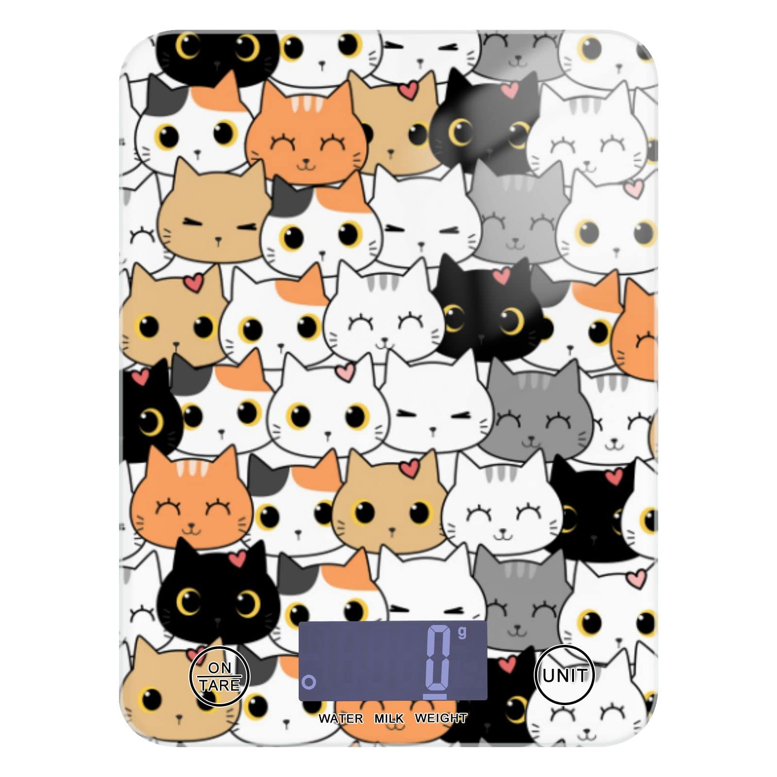 Cute Cat Kitten Cartoon Food Scale - Waterproof Digital Kitchen Scales for Weight in Ounces & Grams, Coffee Scale for Kitchen, Jewelry, Baking, and Small Items - Perfect for Home, Office, and Travel Use