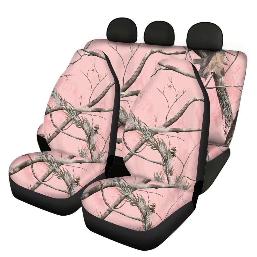 FKELYI Camouflage Hunting Car Seat Covers Full Set - Front & Rear Non-Slip Seat Protectors for Trucks, SUVs, Jeeps | Durable Saddle Blanket Design for Women & Outdoor Enthusiasts | Perfect for Hunting Trips, Camping & Off-Road Adventures