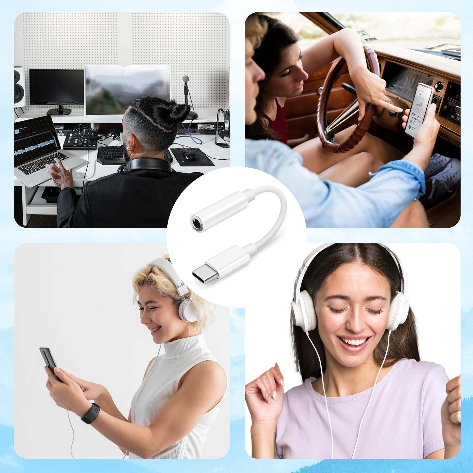 2-Pack USB C to 3.5mm Headphone Jack Adapter - Compatible with iPhone 15, iPad, Samsung Galaxy Series - Perfect for Music, Gaming & Calls on Mobile Devices