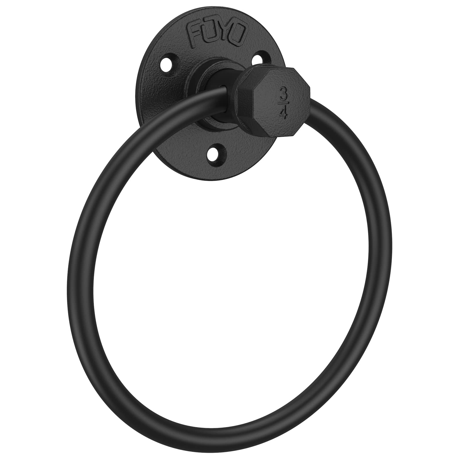 **Licperron Matte Black Industrial Towel Rings - Wall Mounted Hand Towel Holder for Bathroom, Kitchen & Laundry Room (1 Pack) - Durable & Stylish Bathroom Accessory**