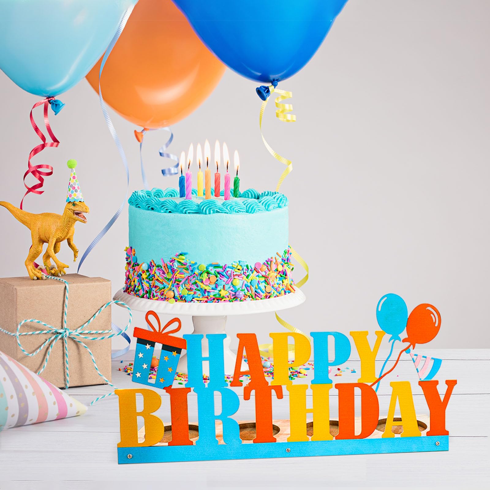 Happy Birthday Candle Holder Set - Tealight Votive Candle Holders with Metal Sign & Wooden Base Tray - Elegant Table Decor for Birthday Parties, Home Decor, Indoor Shelves - Perfect for Celebrations, Dinner Parties & Gift Giving