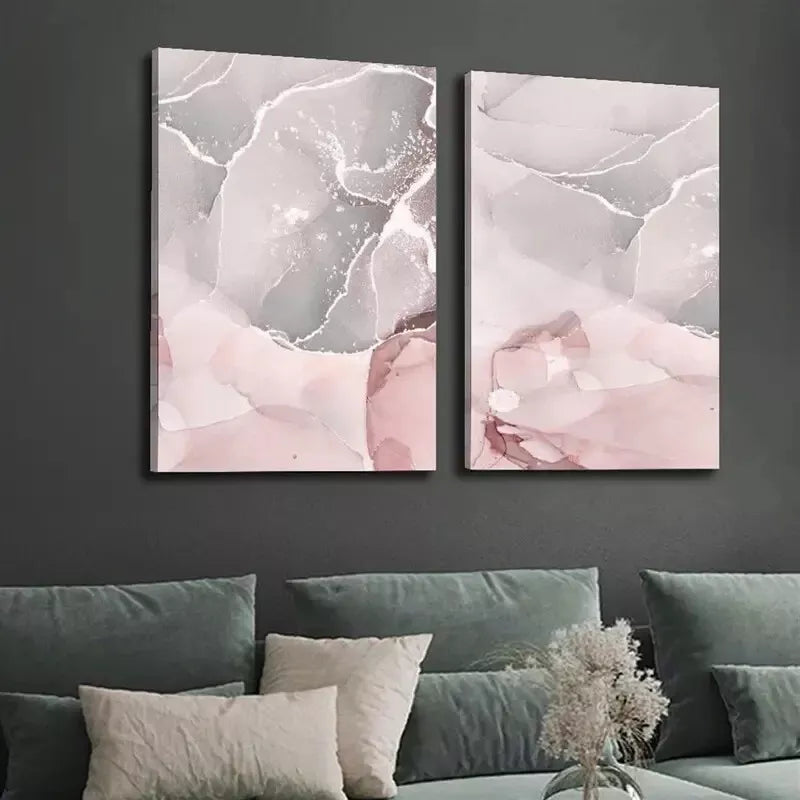 2pcs Abstract Marble Fluid Art Painting Canvas Framed 50x75cm (20x30 Inches) - High Quality Print Wall Art - 100% Australian Made - Ready to Hang - Perfect for Living Room, Bedroom & Office Decor