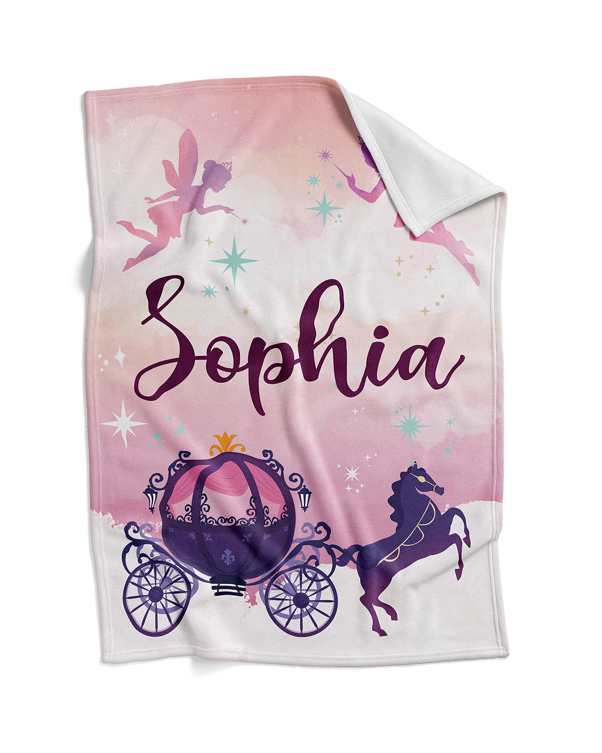 Personalized Halloween Baby Blankets with Name - Custom My First Halloween Gift Set for Girls (Matching Bib & Onesie) - Soft Lightweight Baby Shower Blanket - Fairy Sunset Design - Perfect for Halloween Photos, Newborn Gifts & Nursery Decor