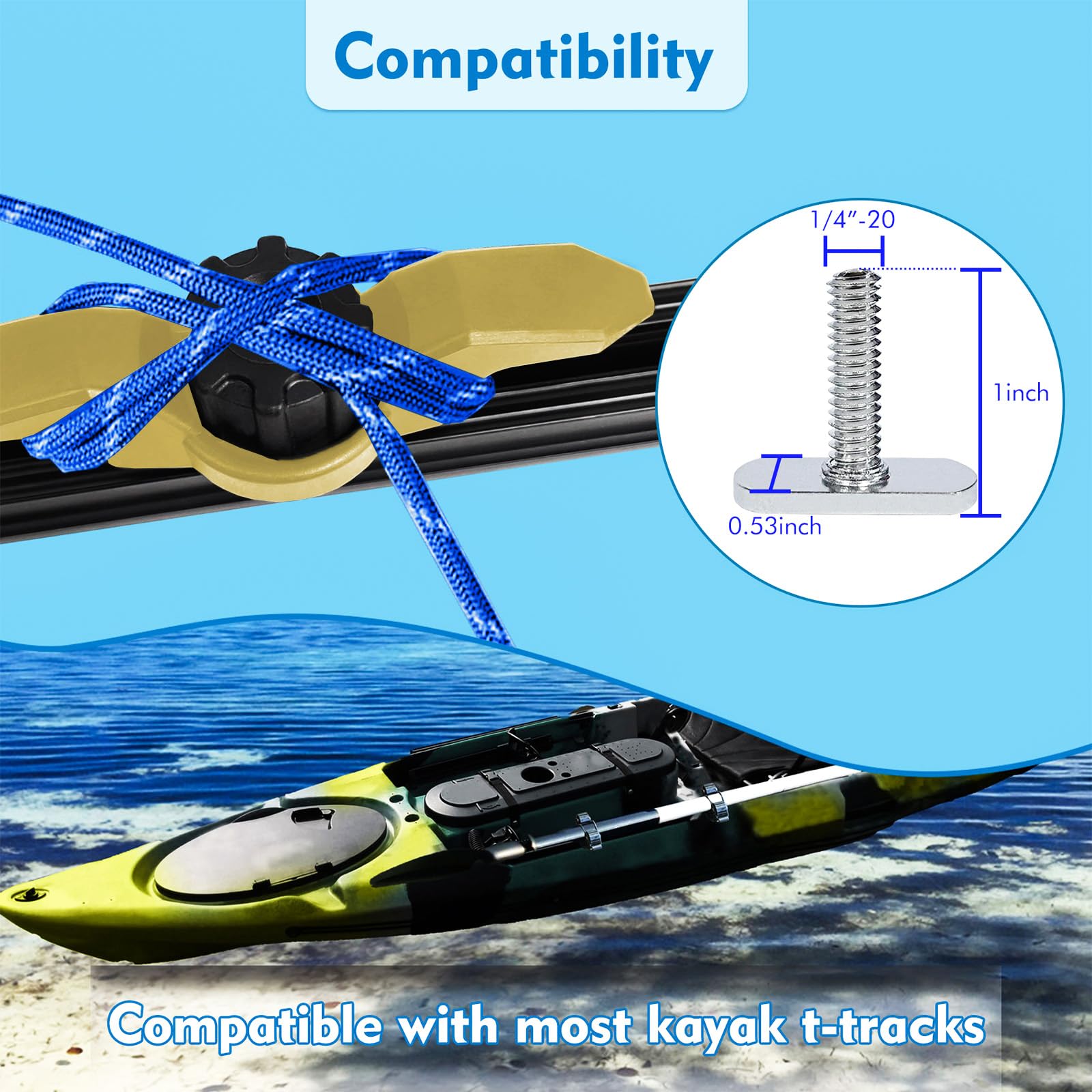 1007 Kayak Anchor Cleat - Light/Medium Duty Polymer Track Mount for Kayaks | Low Profile, Durable & Secure | Perfect for Fishing, Camping & Water Sports