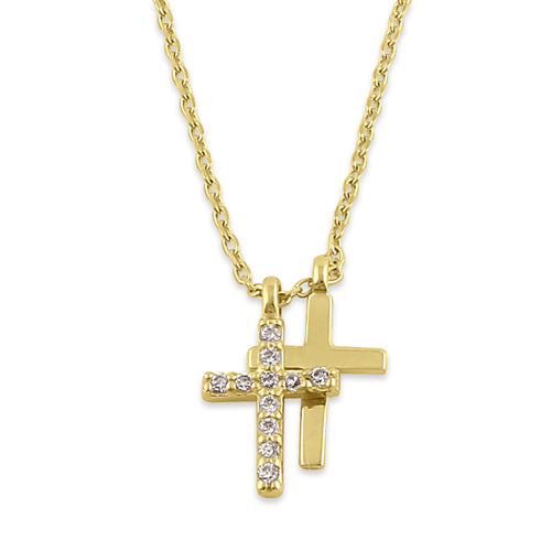 14K Gold Plated Diamond Cross Necklace for Women - Elegant Religious Jewelry Gift for Christmas, Baptism & Everyday Wear
