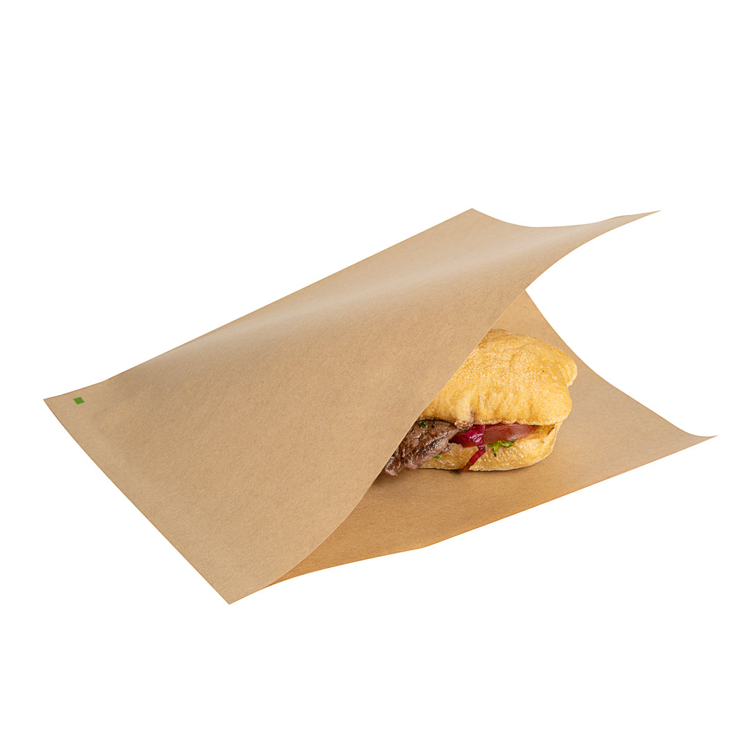 Premium Kraft Paper Bags - Large Double Open, Greaseproof, 10