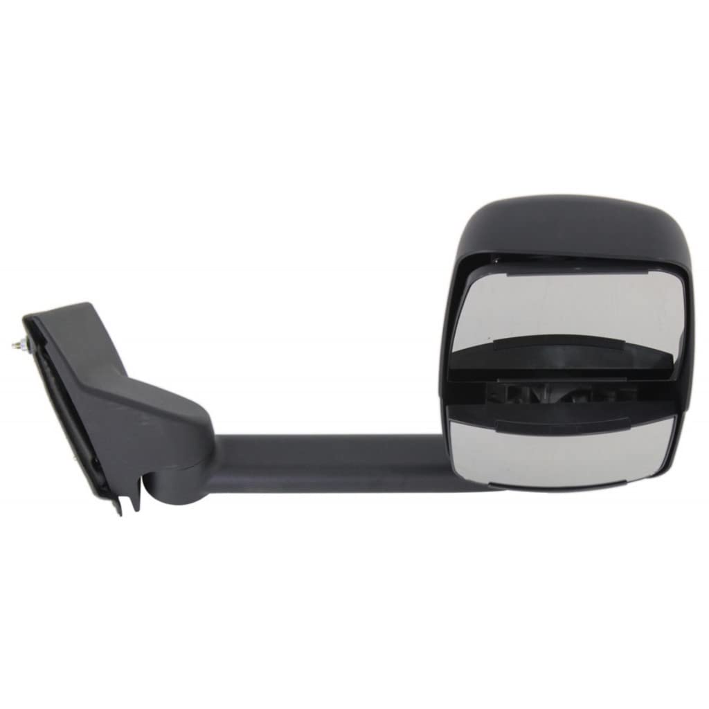2009-2017 Chevy Express 4500 Passenger Side Manual Glass Door Mirror - Smooth Black Replacement for GM1321426 & 25894030 - Perfect for Box Trucks and Commercial Vehicles