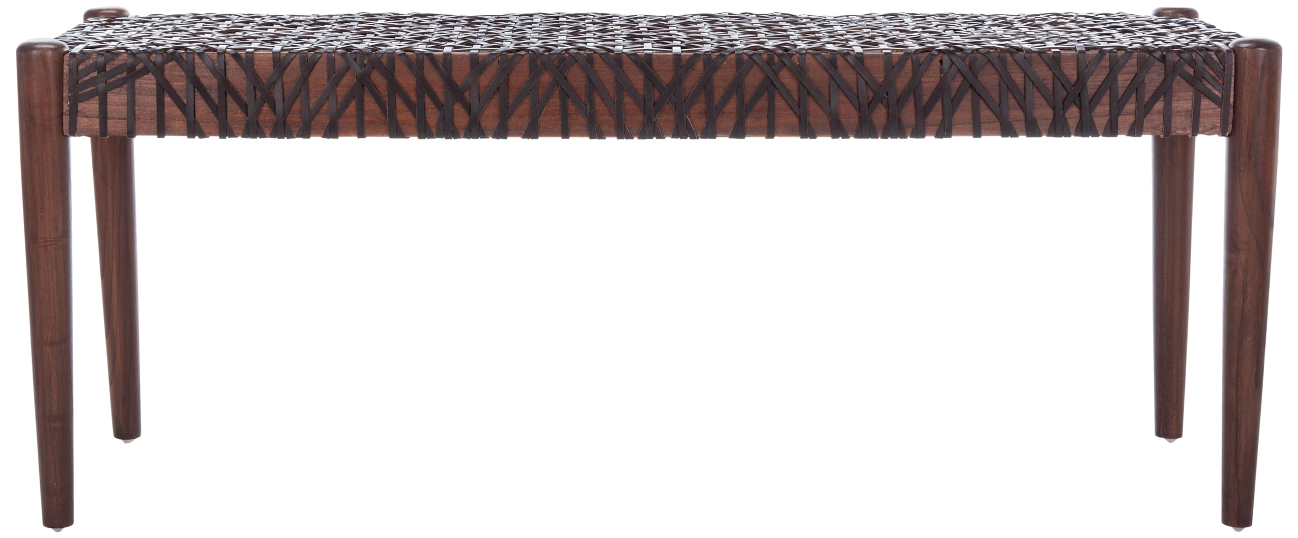 SAFAVIEH Bandelier Brown Teak Wood & Leather Weave Bench - Entryway, Foyer & Dining Room Seating - Rustic Home Decor for Hallway, Living Room & Bedroom