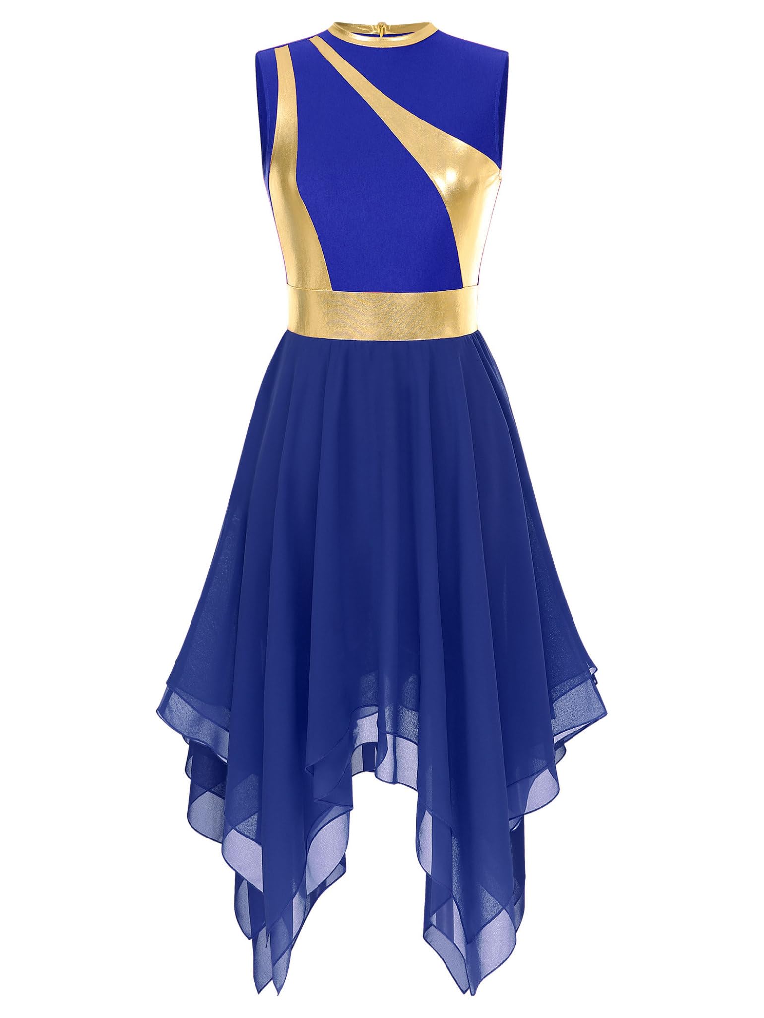 Women's Praise Dance Dress - Color Block Tunic with Irregular Hem for Worship, Liturgical & Lyrical Dance Performance | Church Choir Costume & Stage Performance Outfit