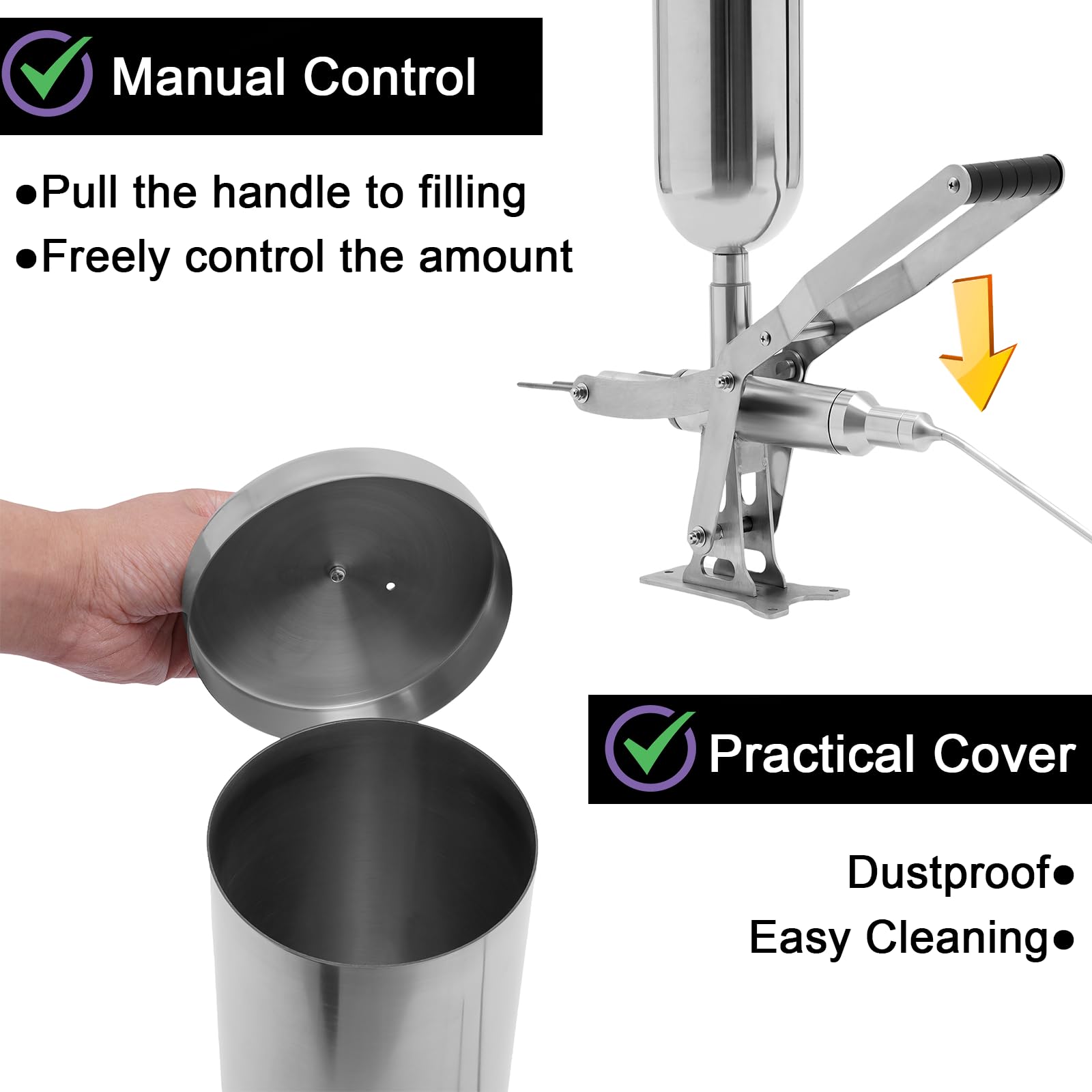 DYRABREST 5L Manual Donut Filling Machine - Stainless Steel Donut Stuffing Filler for Bakeries & Home Kitchens - Easy Hand Operated Doughnut Injector - Perfect for Spanish Churros, Cream & Jam Fillings
