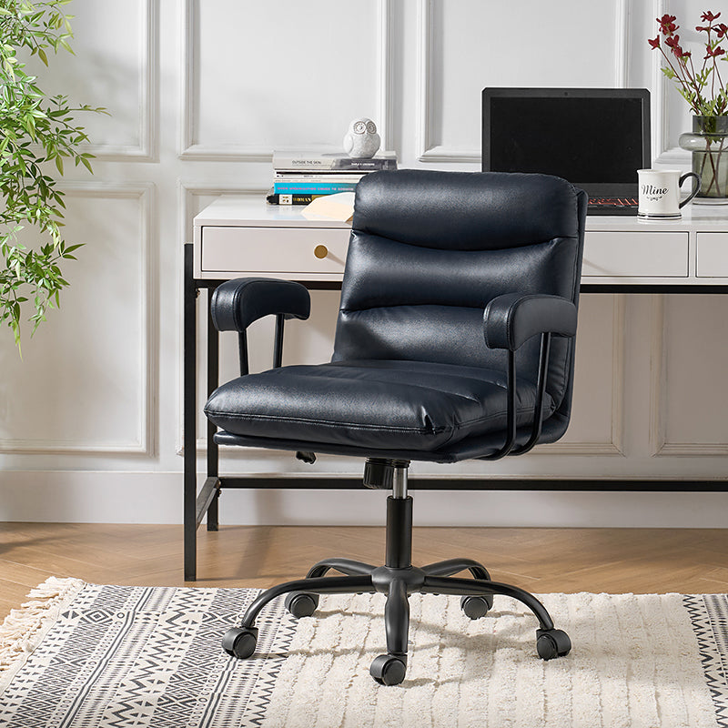Anselm Modern Ergonomic Faux Leather Office Chair - Adjustable Swivel Desk Chair with Lumbar Support for Home & Office Workspace